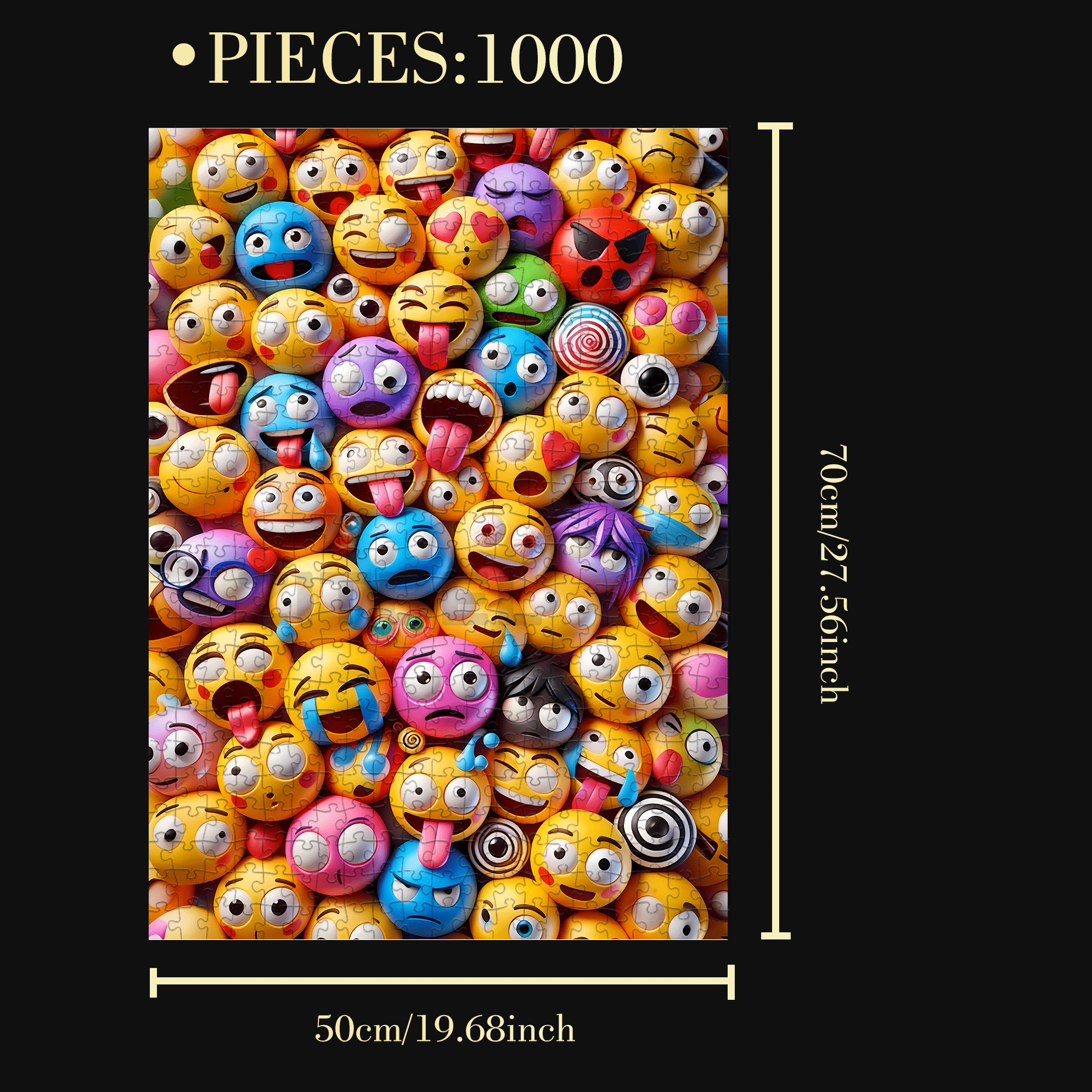 Emoji 500pcs/1000pcs Jigsaw Puzzle, Scratch-Resistant, Interactive Family Game & Brain-Boosting DIY Decor, Perfect for Halloween, Christmas & New Year Gifts, Family Puzzle Game