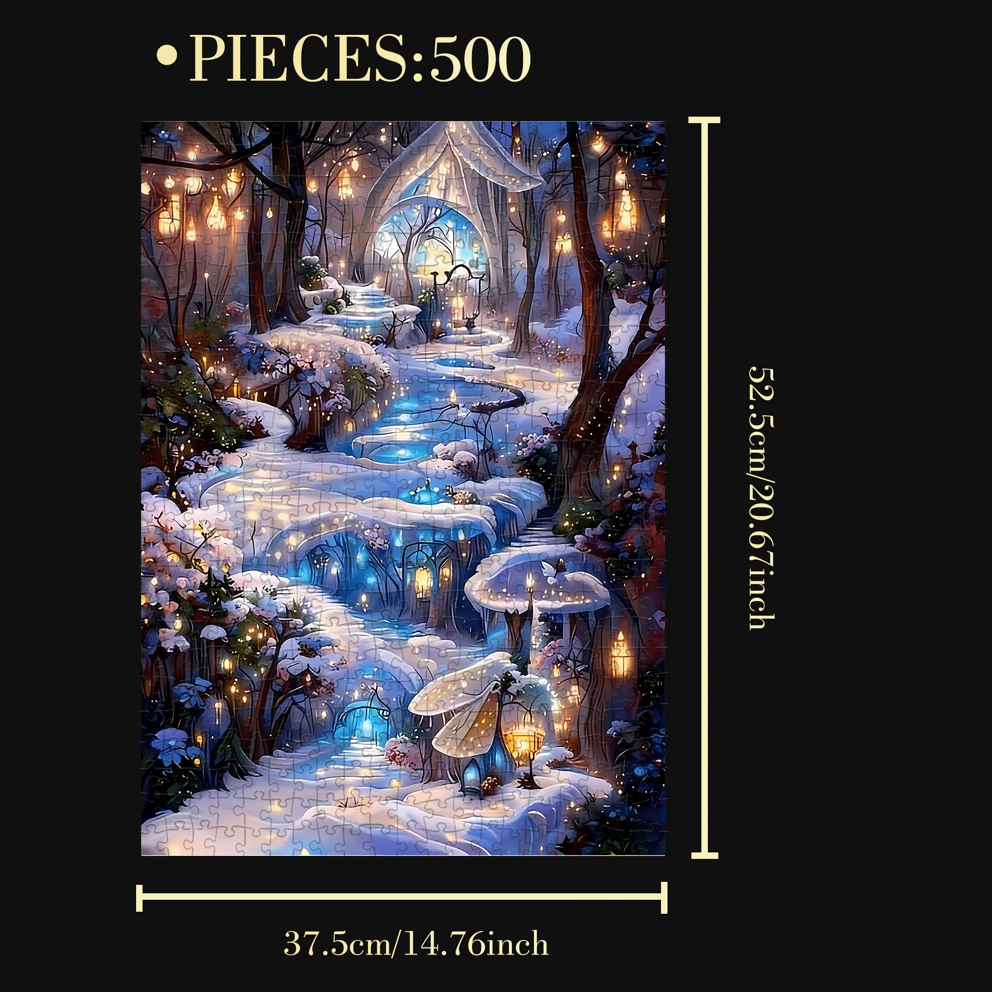 Enchanting Winter Wonderland 500pcs/1000pcs Jigsaw Puzzle, Scratch-Resistant, Interactive Family Game & Brain-Boosting DIY Decor, Perfect for Halloween, Christmas & New Year Gifts, Family Puzzle Game