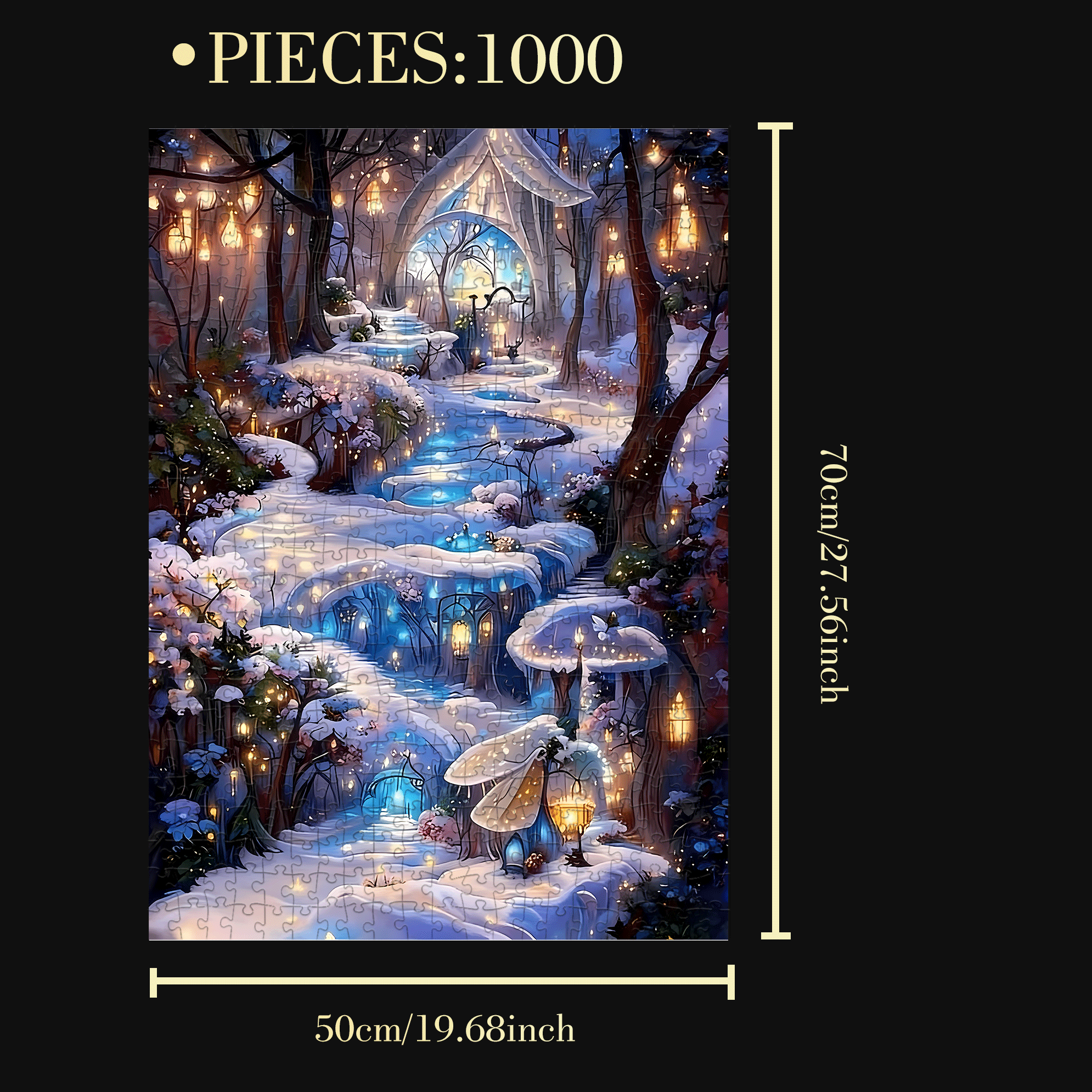 Enchanting Winter Wonderland 500pcs/1000pcs Jigsaw Puzzle, Scratch-Resistant, Interactive Family Game & Brain-Boosting DIY Decor, Perfect for Halloween, Christmas & New Year Gifts, Family Puzzle Game
