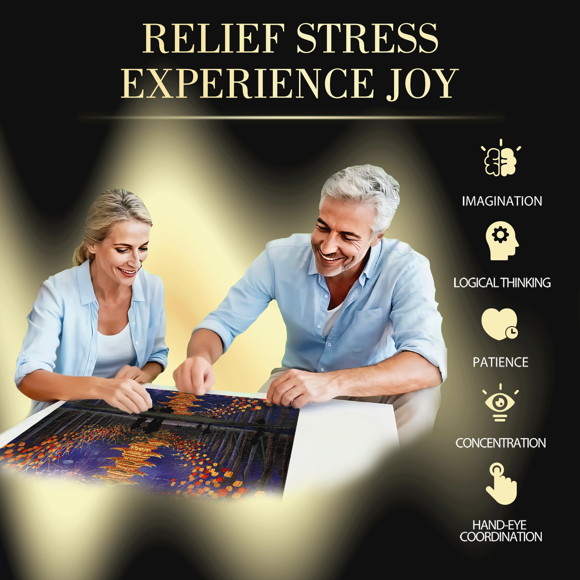 Fireworks During The Spring Festival 500pcs/1000pcs Jigsaw Puzzle, Scratch-Resistant, Interactive Family Game & Brain-Boosting DIY Decor, Perfect for Halloween, Christmas & New Year Gifts, Family Puzzle Game