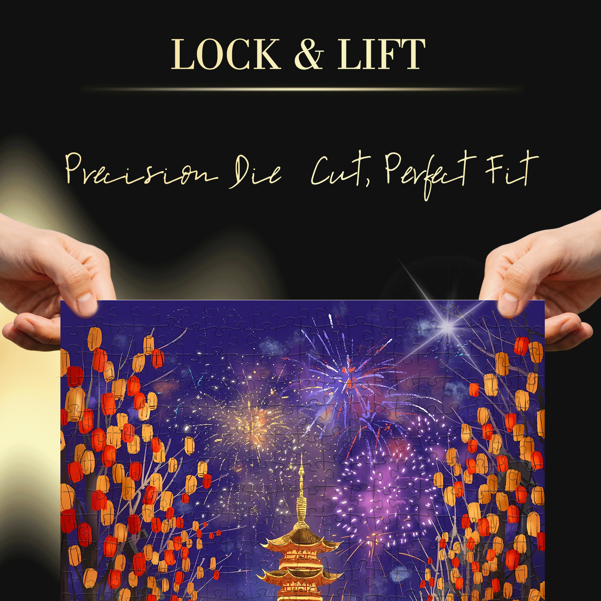 Fireworks During The Spring Festival 500pcs/1000pcs Jigsaw Puzzle, Scratch-Resistant, Interactive Family Game & Brain-Boosting DIY Decor, Perfect for Halloween, Christmas & New Year Gifts, Family Puzzle Game