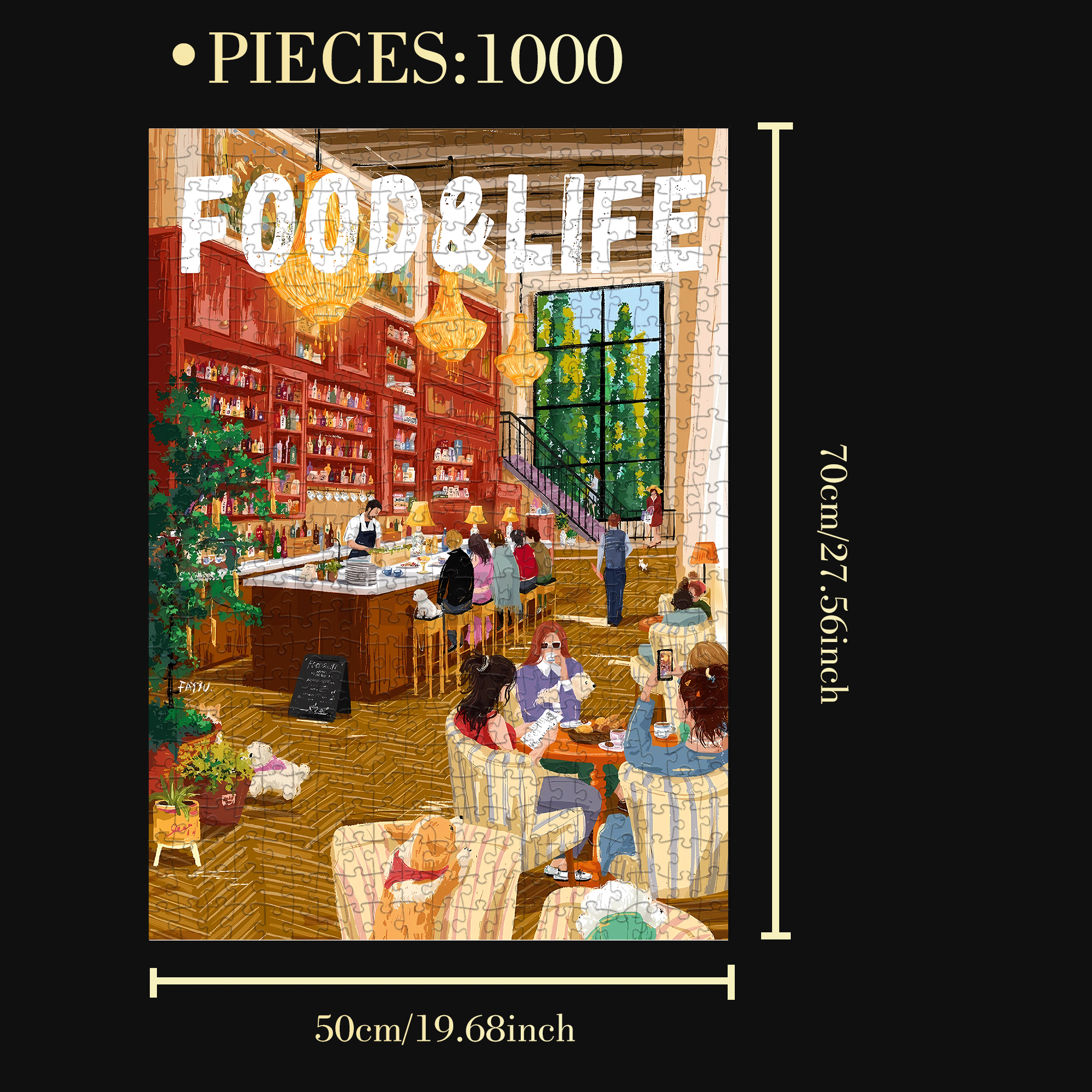 Food & Life 500pcs/1000pcs Jigsaw Puzzle, Scratch-Resistant, Interactive Family Game & Brain-Boosting DIY Decor, Perfect for Halloween, Christmas & New Year Gifts, Family Puzzle Game