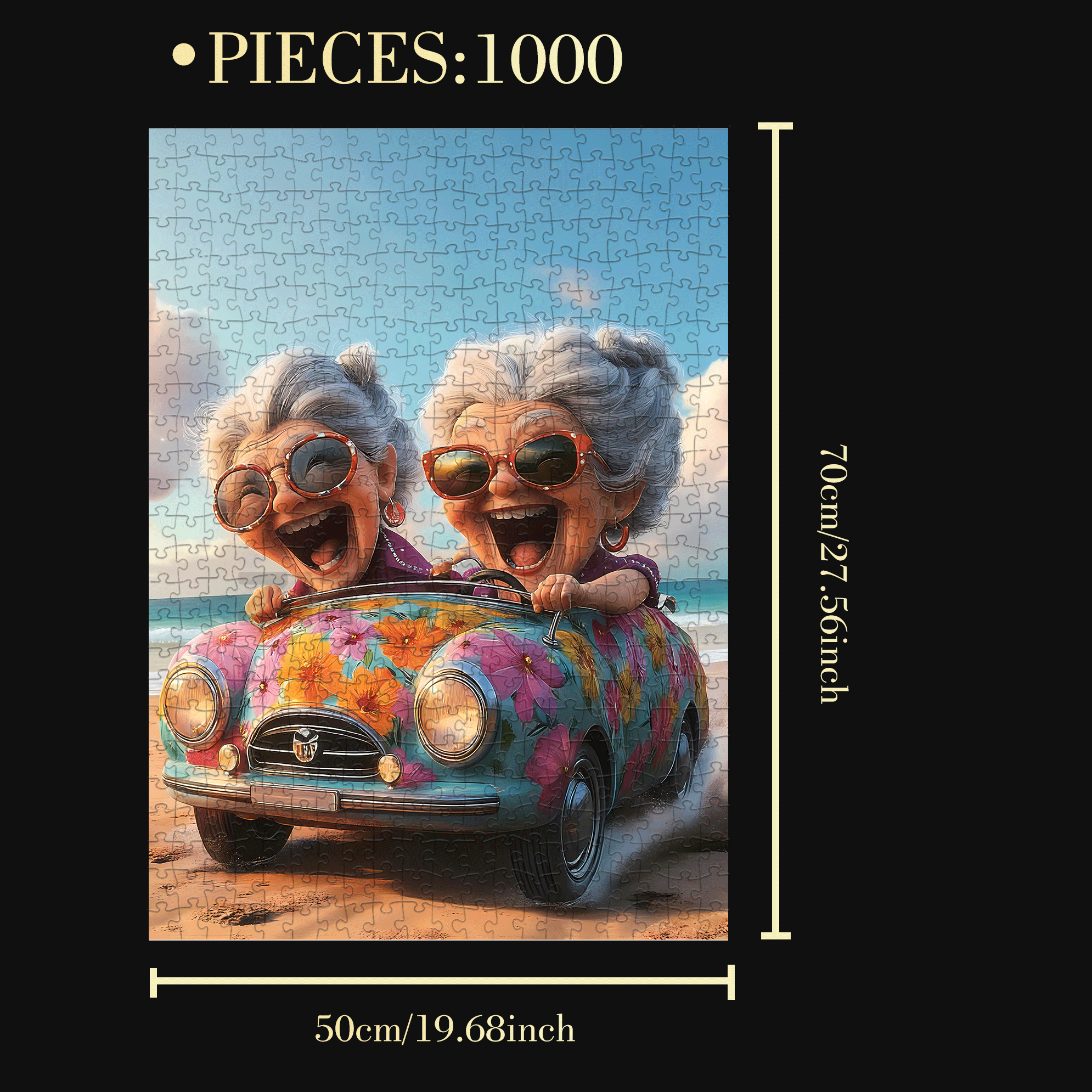 Happy Old Lady 500pcs/1000pcs Jigsaw Puzzle, Scratch-Resistant, Interactive Family Game & Brain-Boosting DIY Decor, Perfect for Halloween, Christmas & New Year Gifts, Family Puzzle Game