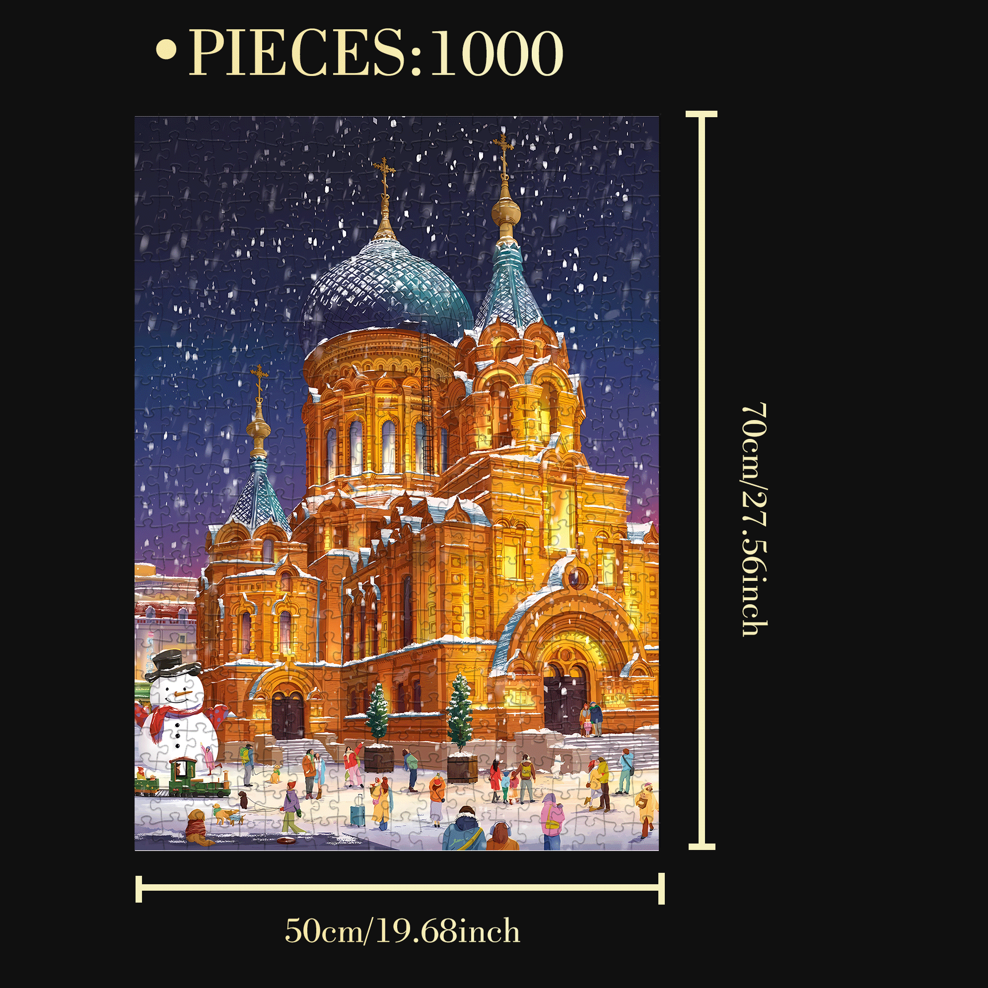 Heavy Snow Is Falling 500pcs/1000pcs Jigsaw Puzzle, Scratch-Resistant, Interactive Family Game & Brain-Boosting DIY Decor, Perfect for Halloween, Christmas & New Year Gifts, Family Puzzle Game