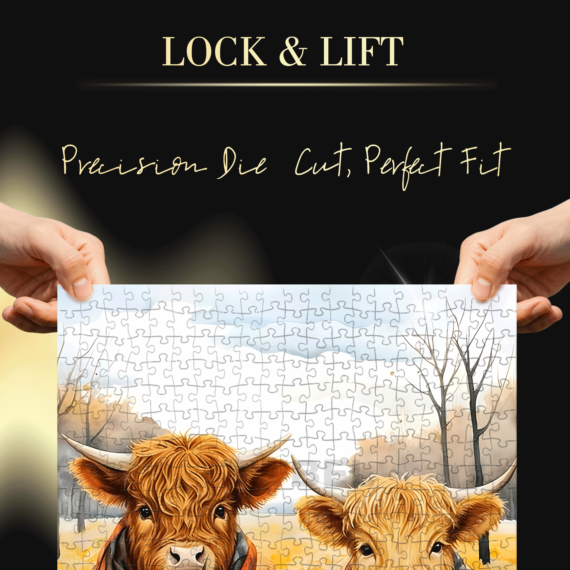 Highland Cattle 500pcs/1000pcs Jigsaw Puzzle, Scratch-Resistant, Interactive Family Game & Brain-Boosting DIY Decor, Perfect for Halloween, Christmas & New Year Gifts, Family Puzzle Game