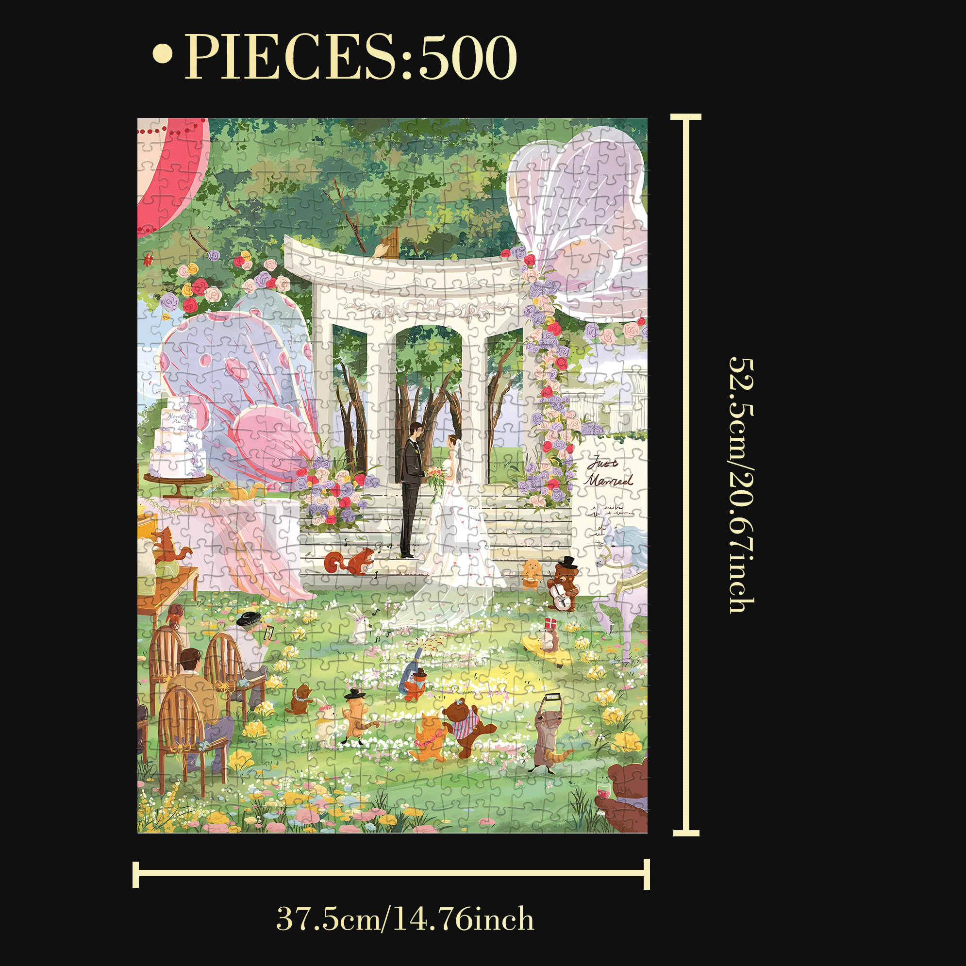 Lawn Wedding 500pcs/1000pcs Jigsaw Puzzle, Scratch-Resistant, Interactive Family Game & Brain-Boosting DIY Decor, Perfect for Halloween, Christmas & New Year Gifts, Family Puzzle Game