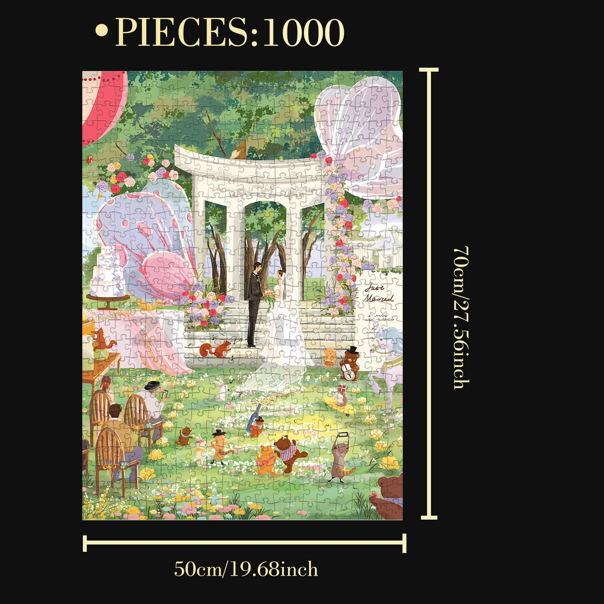 Lawn Wedding 500pcs/1000pcs Jigsaw Puzzle, Scratch-Resistant, Interactive Family Game & Brain-Boosting DIY Decor, Perfect for Halloween, Christmas & New Year Gifts, Family Puzzle Game