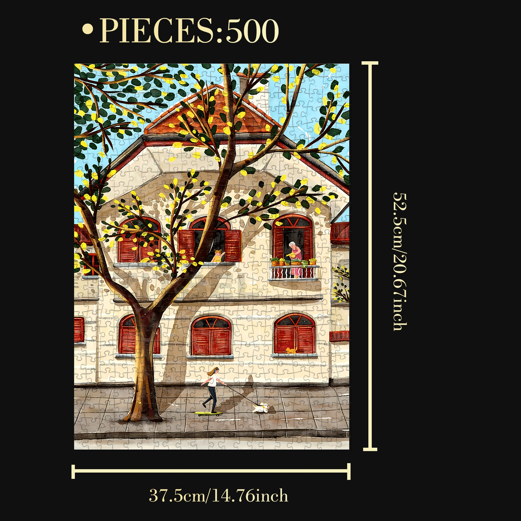 New Posture For Walking Dogs 500pcs/1000pcs Jigsaw Puzzle, Scratch-Resistant, Interactive Family Game & Brain-Boosting DIY Decor, Perfect for Halloween, Christmas & New Year Gifts, Family Puzzle Game