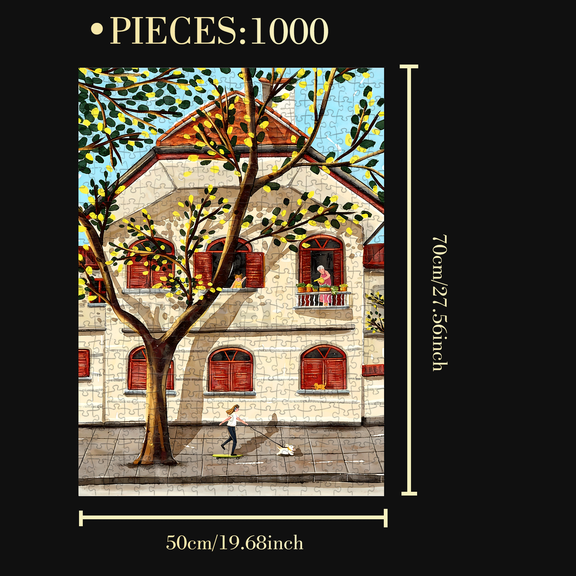 New Posture For Walking Dogs 500pcs/1000pcs Jigsaw Puzzle, Scratch-Resistant, Interactive Family Game & Brain-Boosting DIY Decor, Perfect for Halloween, Christmas & New Year Gifts, Family Puzzle Game