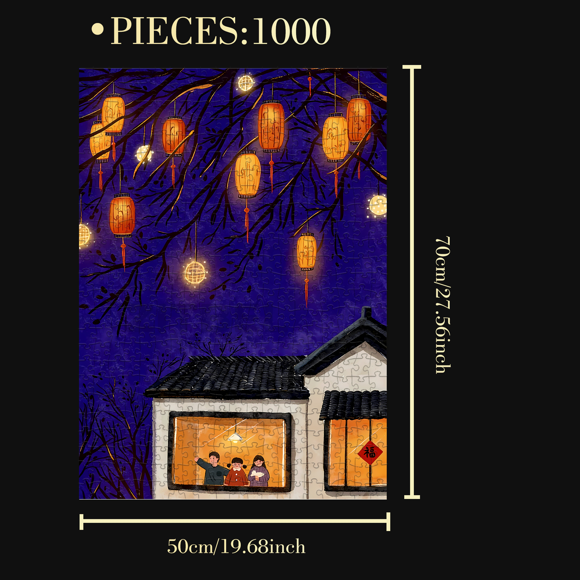 New Year's Eve 500pcs/1000pcs Jigsaw Puzzle, Scratch-Resistant, Interactive Family Game & Brain-Boosting DIY Decor, Perfect for Halloween, Christmas & New Year Gifts, Family Puzzle Game