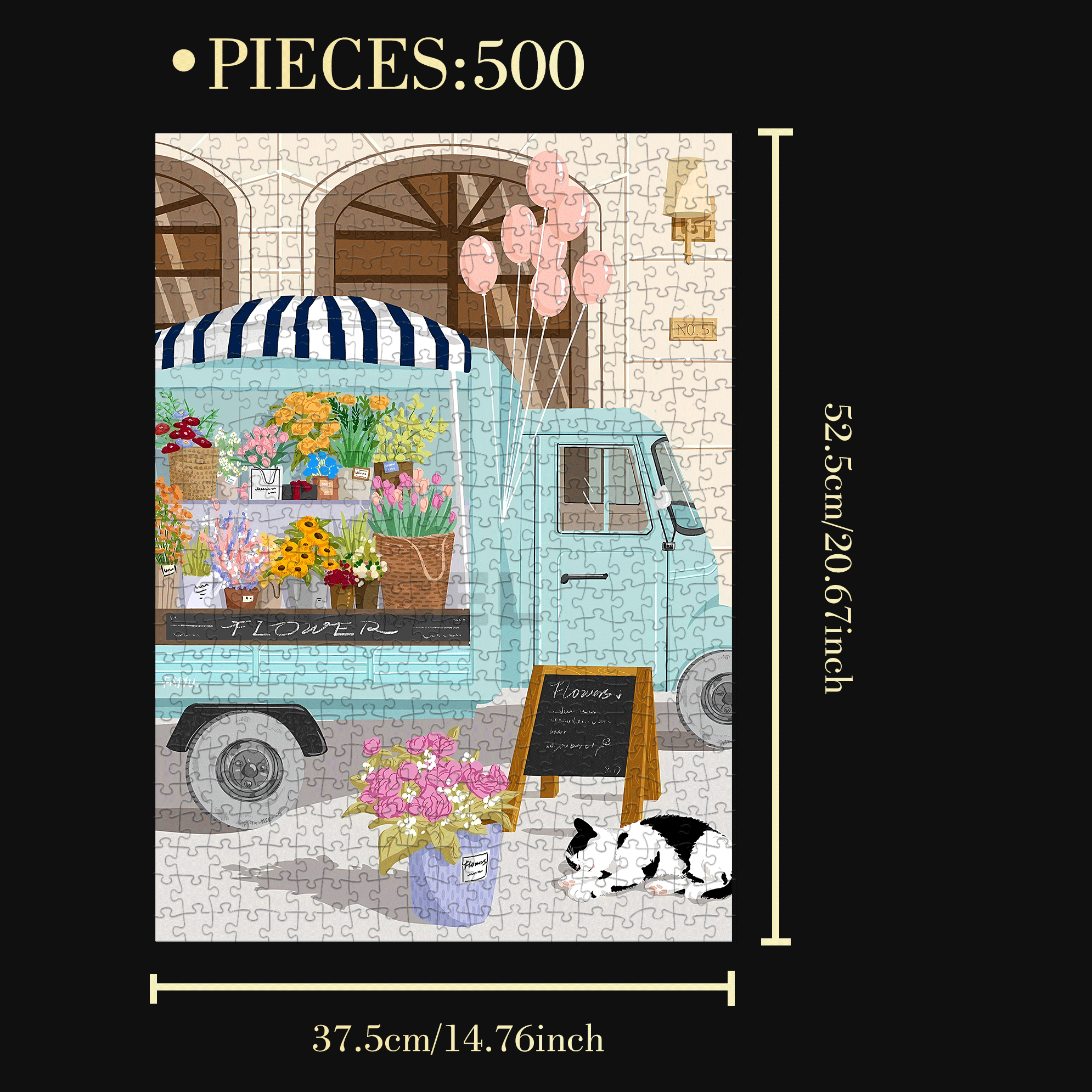 No.5 500pcs/1000pcs Jigsaw Puzzle, Scratch-Resistant, Interactive Family Game & Brain-Boosting DIY Decor, Perfect for Halloween, Christmas & New Year Gifts, Family Puzzle Game