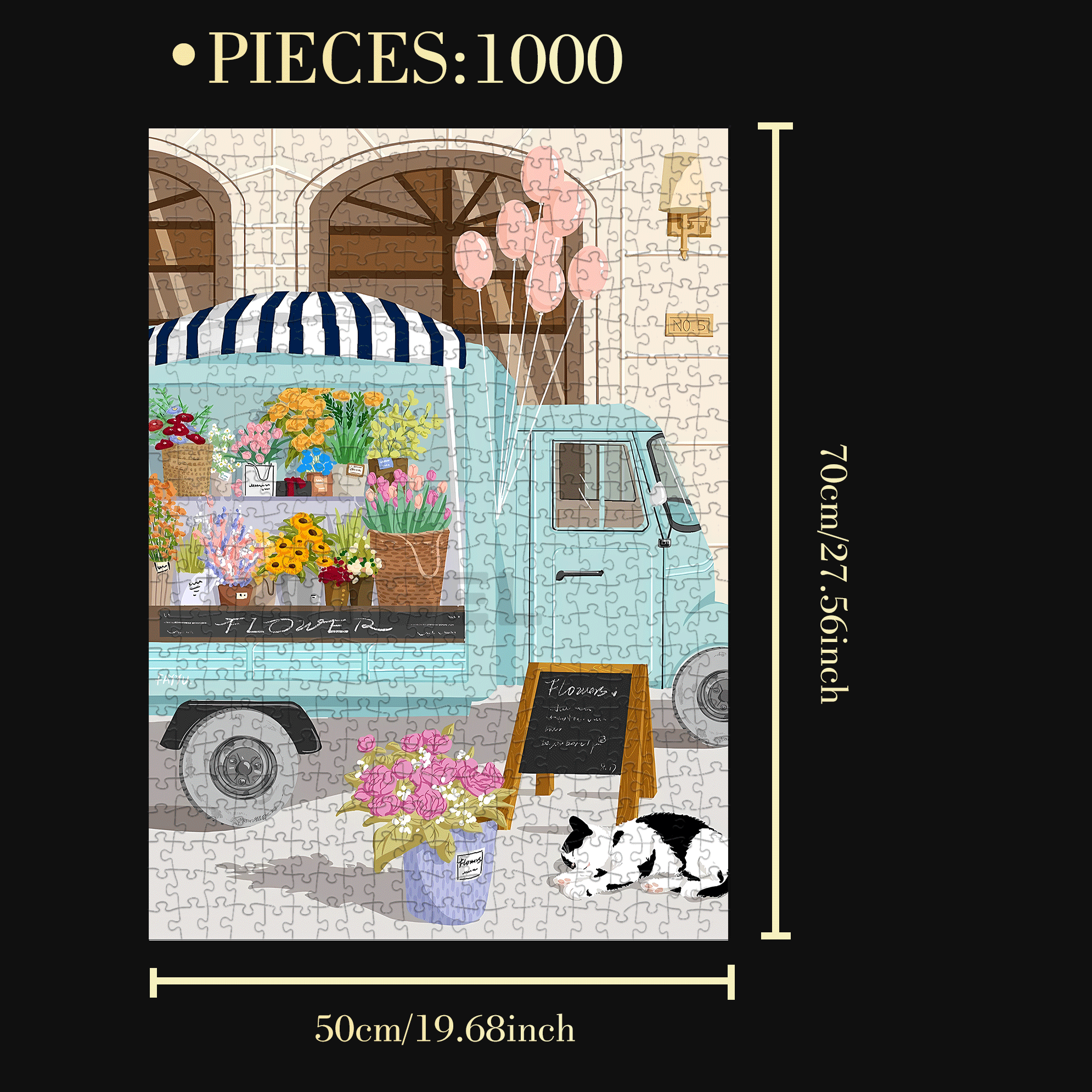 No.5 500pcs/1000pcs Jigsaw Puzzle, Scratch-Resistant, Interactive Family Game & Brain-Boosting DIY Decor, Perfect for Halloween, Christmas & New Year Gifts, Family Puzzle Game