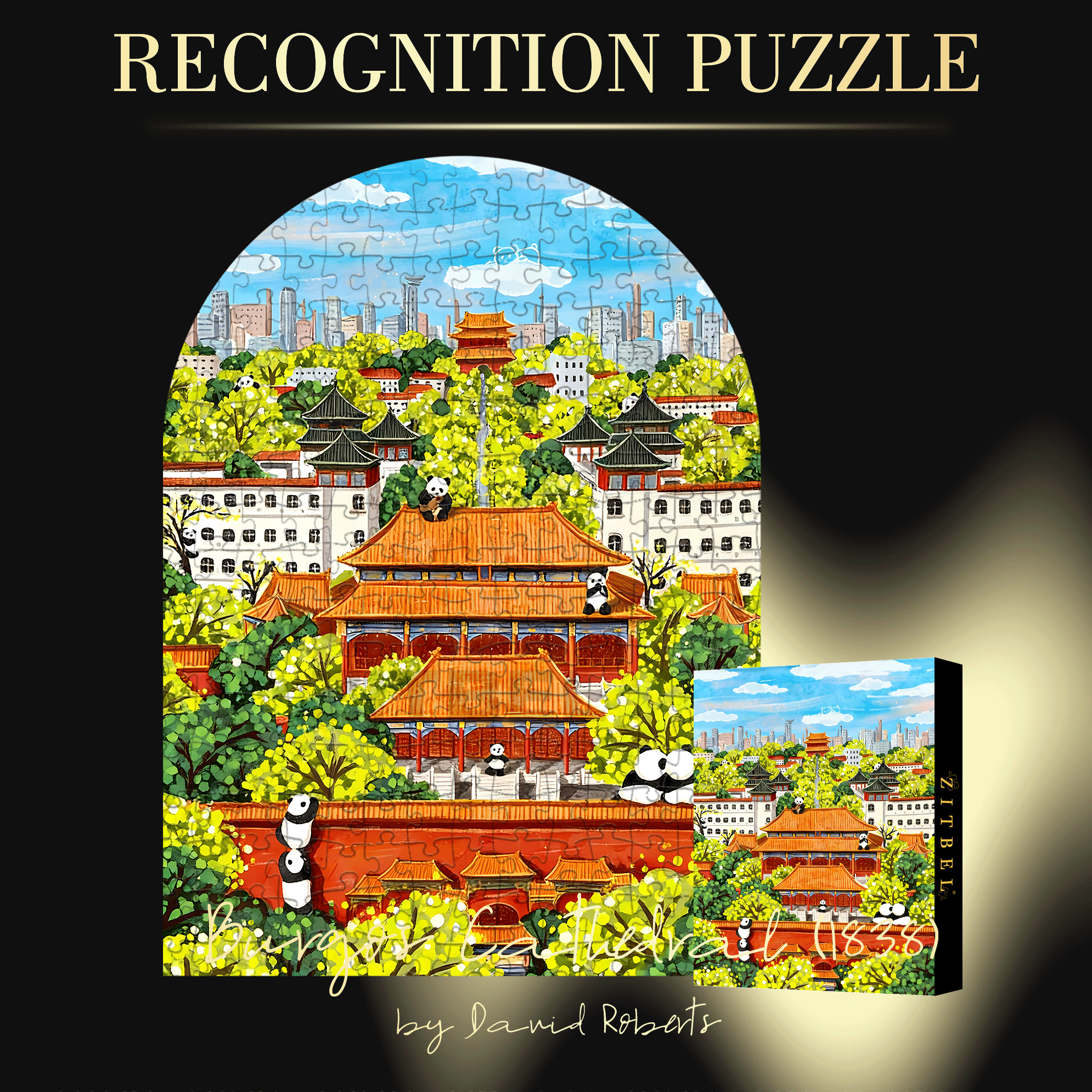 Panda World 500pcs/1000pcs Jigsaw Puzzle, Scratch-Resistant, Interactive Family Game & Brain-Boosting DIY Decor, Perfect for Halloween, Christmas & New Year Gifts, Family Puzzle Game