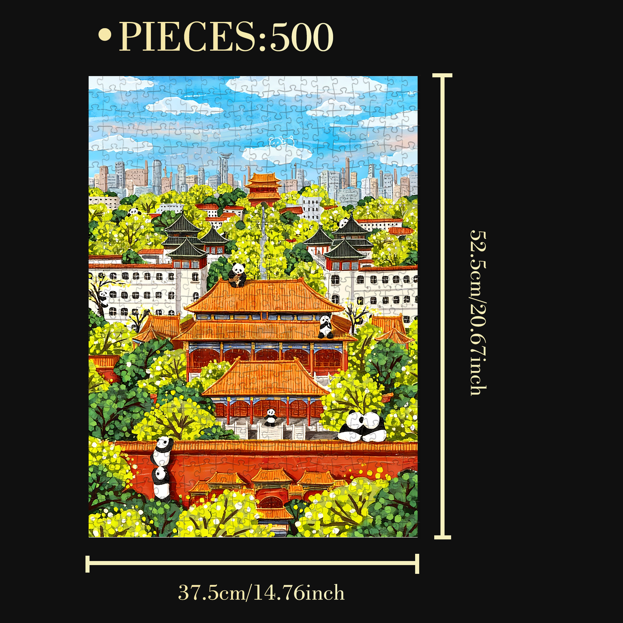 Panda World 500pcs/1000pcs Jigsaw Puzzle, Scratch-Resistant, Interactive Family Game & Brain-Boosting DIY Decor, Perfect for Halloween, Christmas & New Year Gifts, Family Puzzle Game