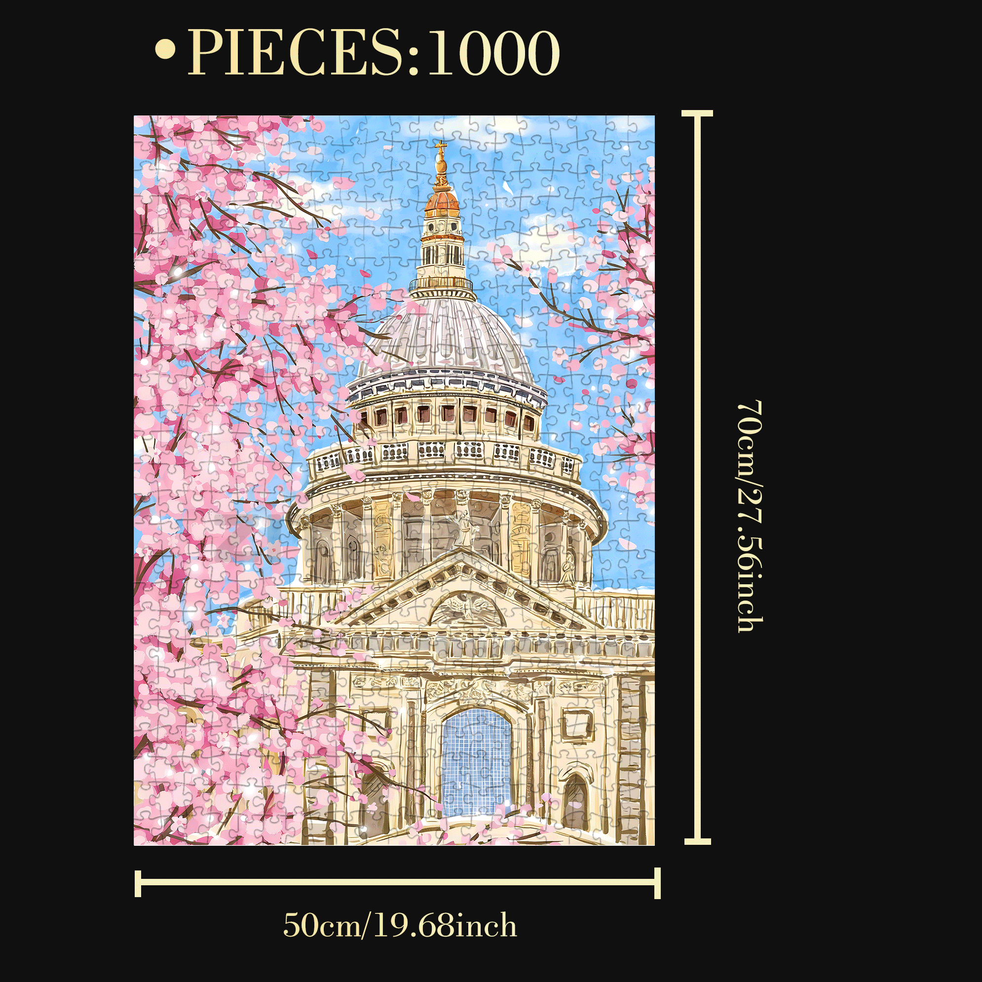 Pink Romance 500pcs/1000pcs Jigsaw Puzzle, Scratch-Resistant, Interactive Family Game & Brain-Boosting DIY Decor, Perfect for Halloween, Christmas & New Year Gifts, Family Puzzle Game