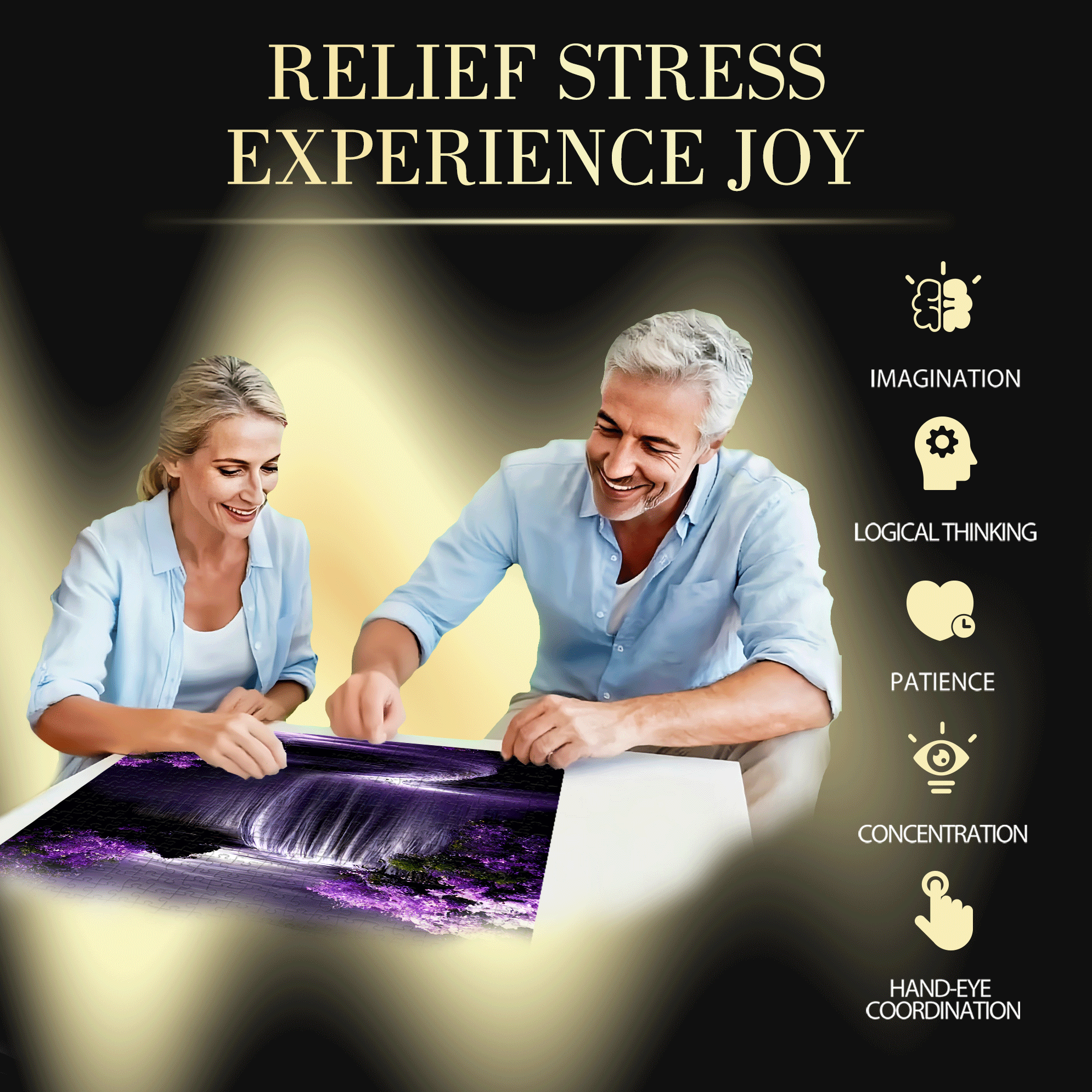 Purple Moon 500pcs/1000pcs Jigsaw Puzzle, Scratch-Resistant, Interactive Family Game & Brain-Boosting DIY Decor, Perfect for Halloween, Christmas & New Year Gifts, Family Puzzle Game