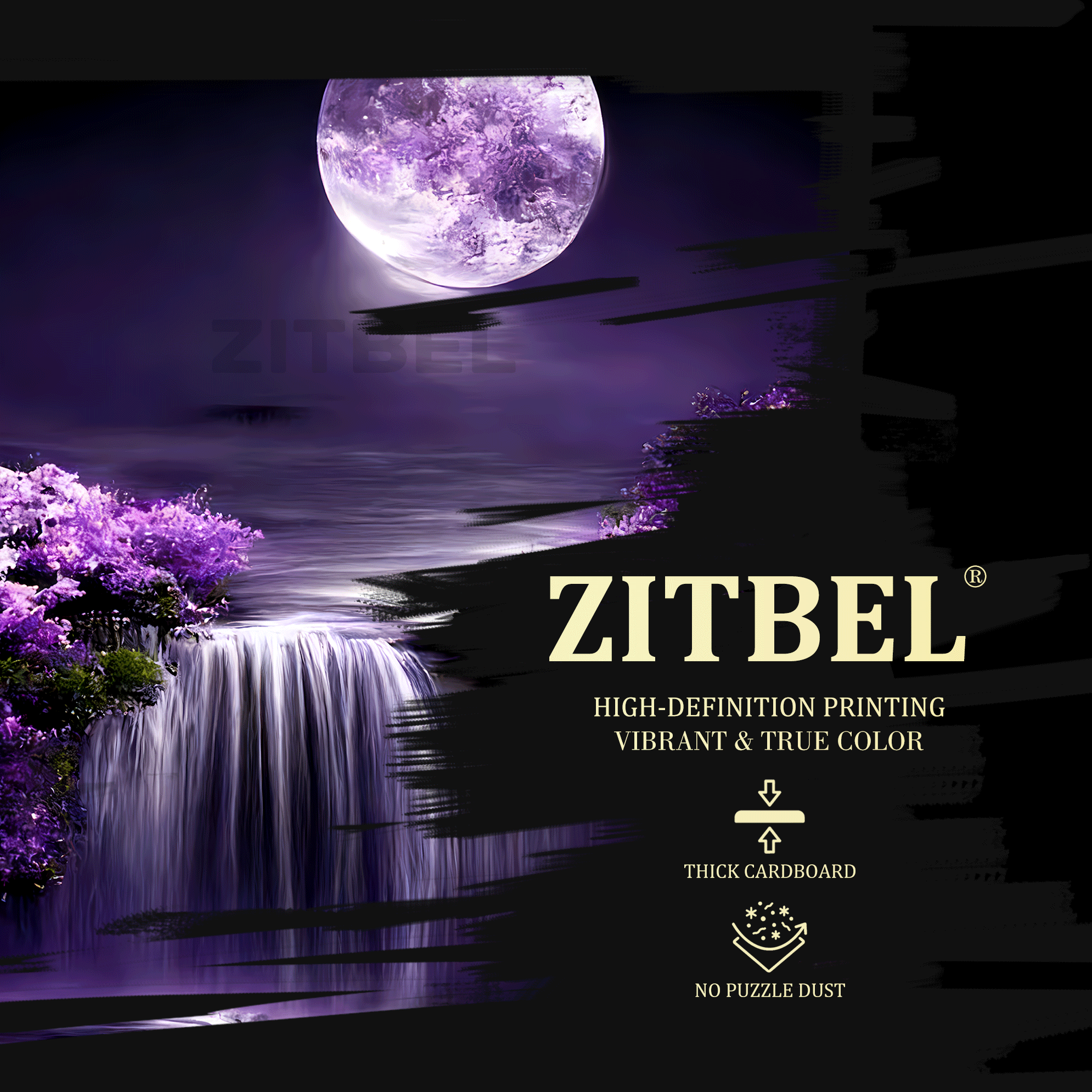 Purple Moon 500pcs/1000pcs Jigsaw Puzzle, Scratch-Resistant, Interactive Family Game & Brain-Boosting DIY Decor, Perfect for Halloween, Christmas & New Year Gifts, Family Puzzle Game