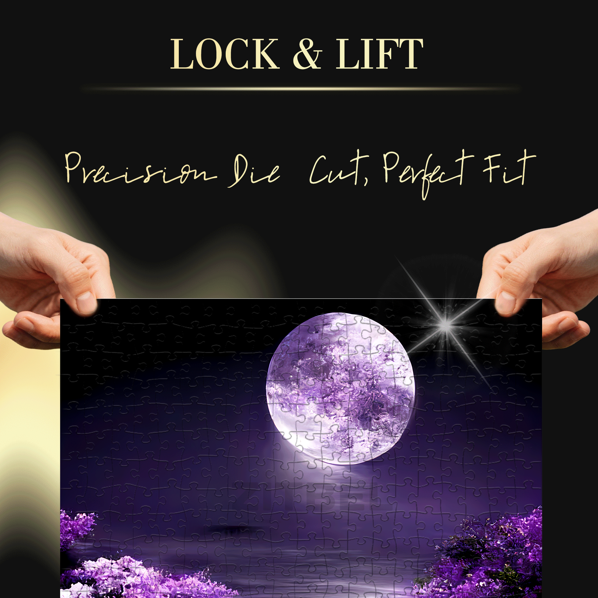 Purple Moon 500pcs/1000pcs Jigsaw Puzzle, Scratch-Resistant, Interactive Family Game & Brain-Boosting DIY Decor, Perfect for Halloween, Christmas & New Year Gifts, Family Puzzle Game