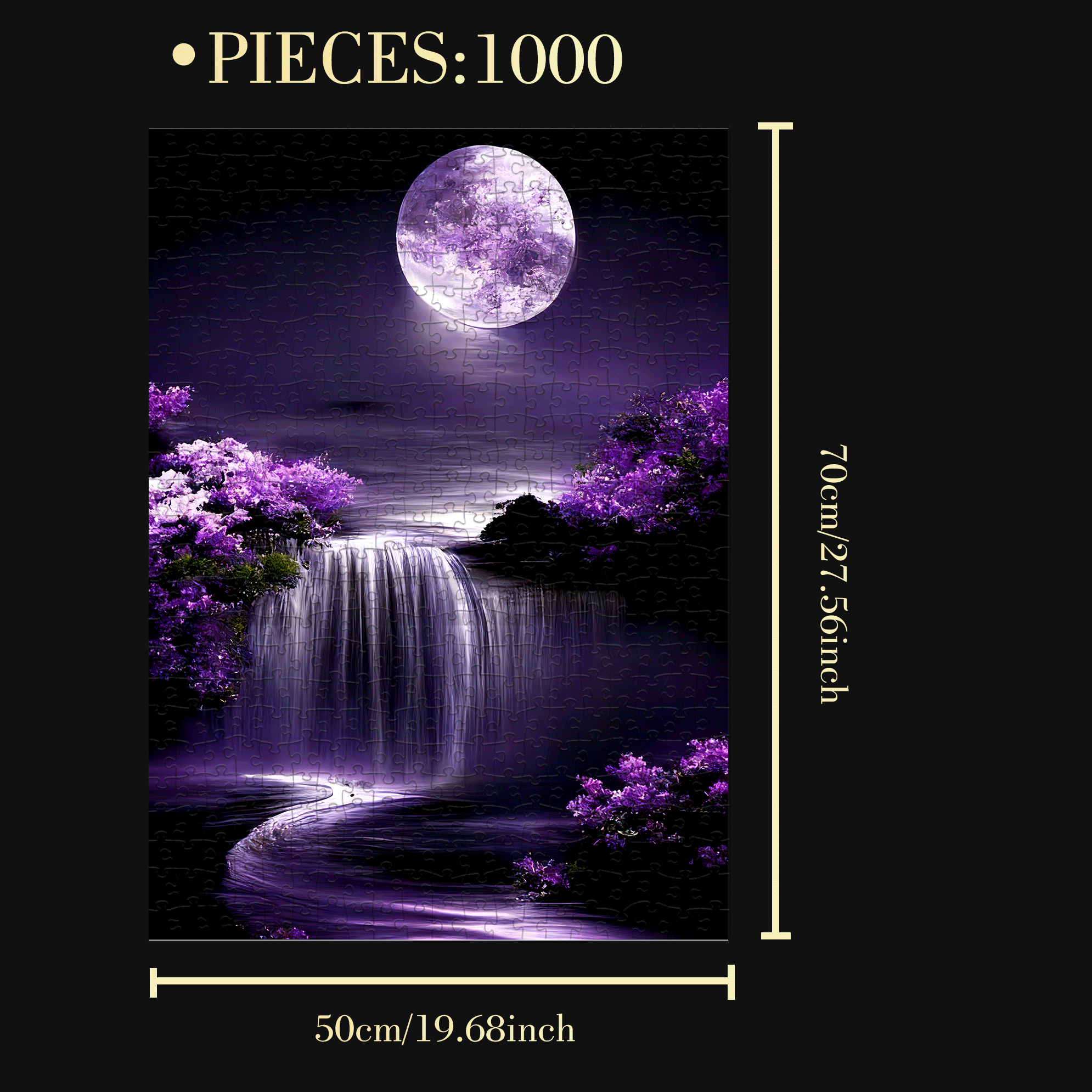 Purple Moon 500pcs/1000pcs Jigsaw Puzzle, Scratch-Resistant, Interactive Family Game & Brain-Boosting DIY Decor, Perfect for Halloween, Christmas & New Year Gifts, Family Puzzle Game