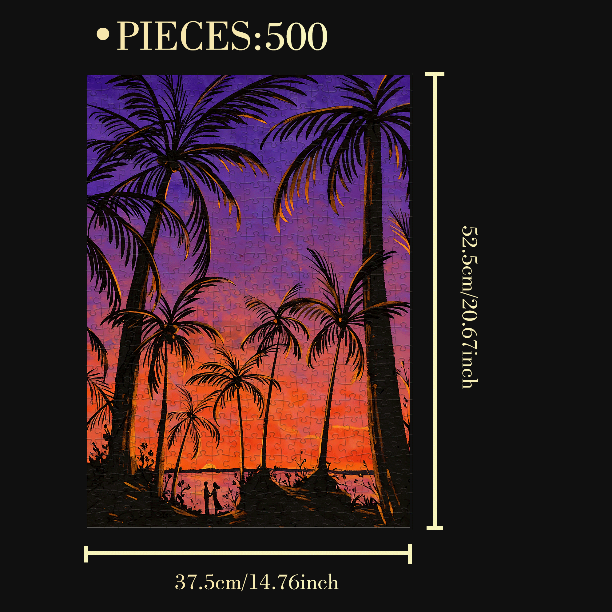 Romance Under The Coconut Tree 500pcs/1000pcs Jigsaw Puzzle, Scratch-Resistant, Interactive Family Game & Brain-Boosting DIY Decor, Perfect for Halloween, Christmas & New Year Gifts, Family Puzzle Game
