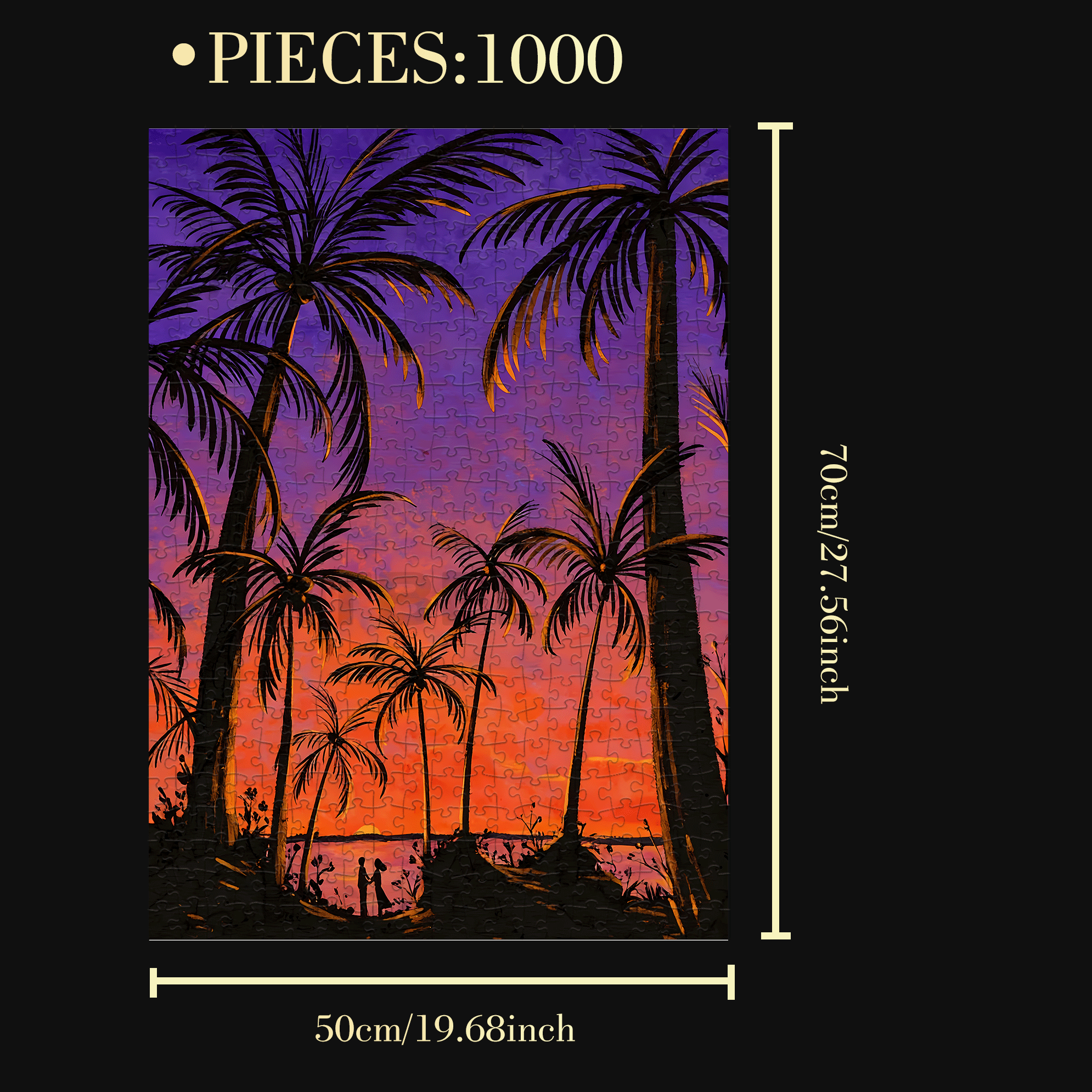 Romance Under The Coconut Tree 500pcs/1000pcs Jigsaw Puzzle, Scratch-Resistant, Interactive Family Game & Brain-Boosting DIY Decor, Perfect for Halloween, Christmas & New Year Gifts, Family Puzzle Game