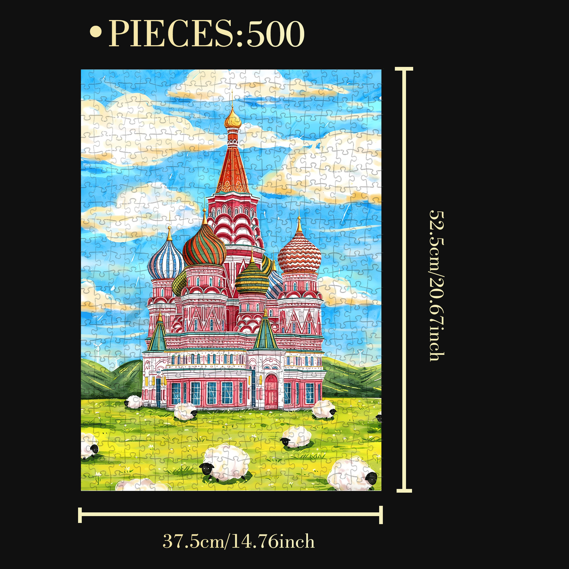 Russian Style 500pcs/1000pcs Jigsaw Puzzle, Scratch-Resistant, Interactive Family Game & Brain-Boosting DIY Decor, Perfect for Halloween, Christmas & New Year Gifts, Family Puzzle Game