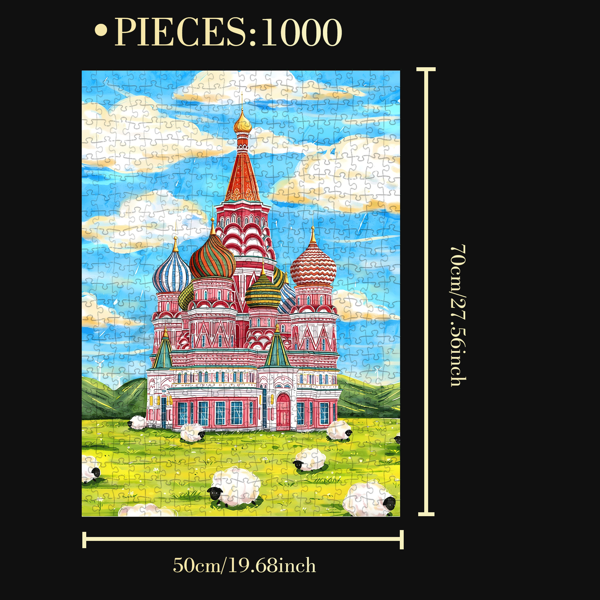 Russian Style 500pcs/1000pcs Jigsaw Puzzle, Scratch-Resistant, Interactive Family Game & Brain-Boosting DIY Decor, Perfect for Halloween, Christmas & New Year Gifts, Family Puzzle Game