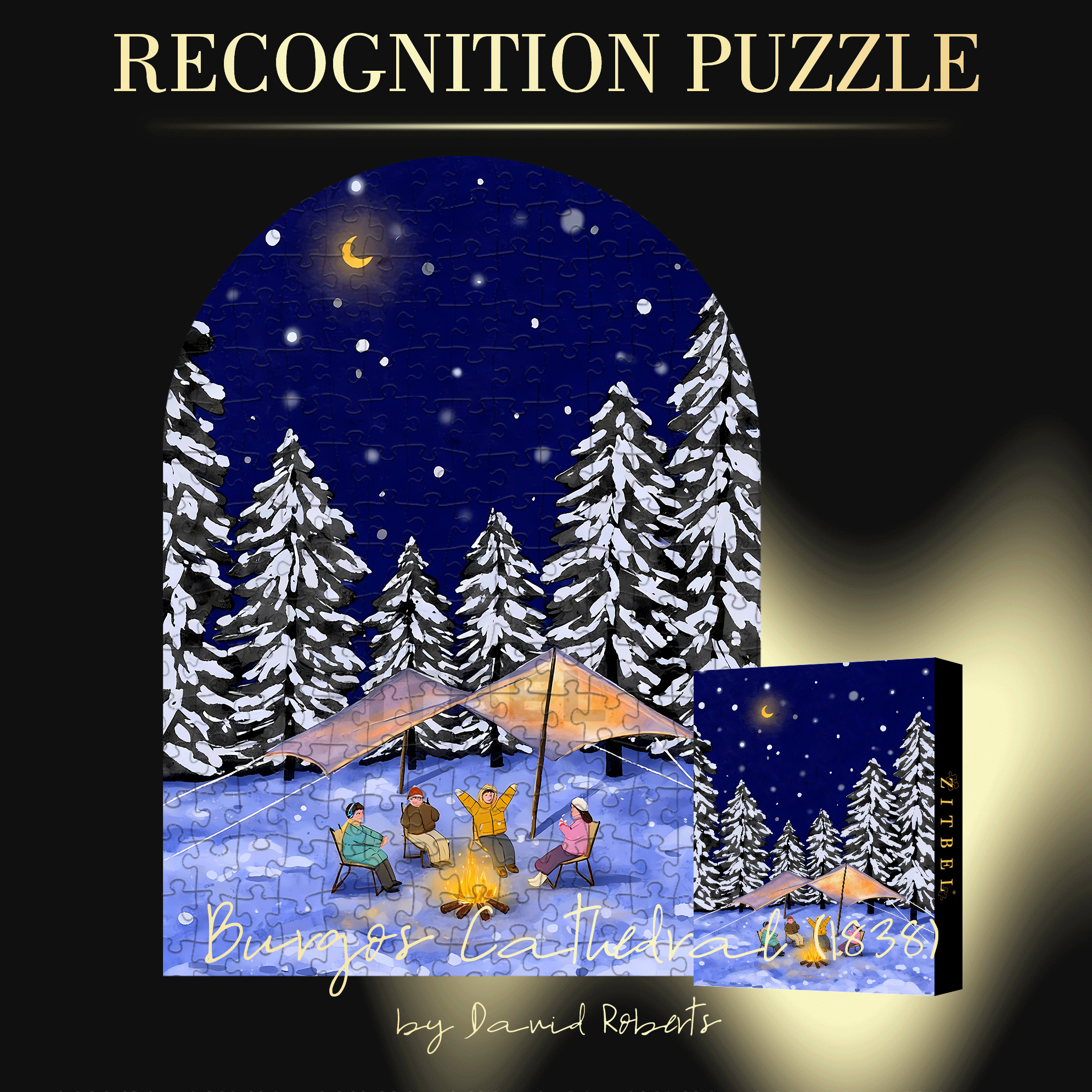 Snow Bonfire Party 500pcs/1000pcs Jigsaw Puzzle, Scratch-Resistant, Interactive Family Game & Brain-Boosting DIY Decor, Perfect for Halloween, Christmas & New Year Gifts, Family Puzzle Game