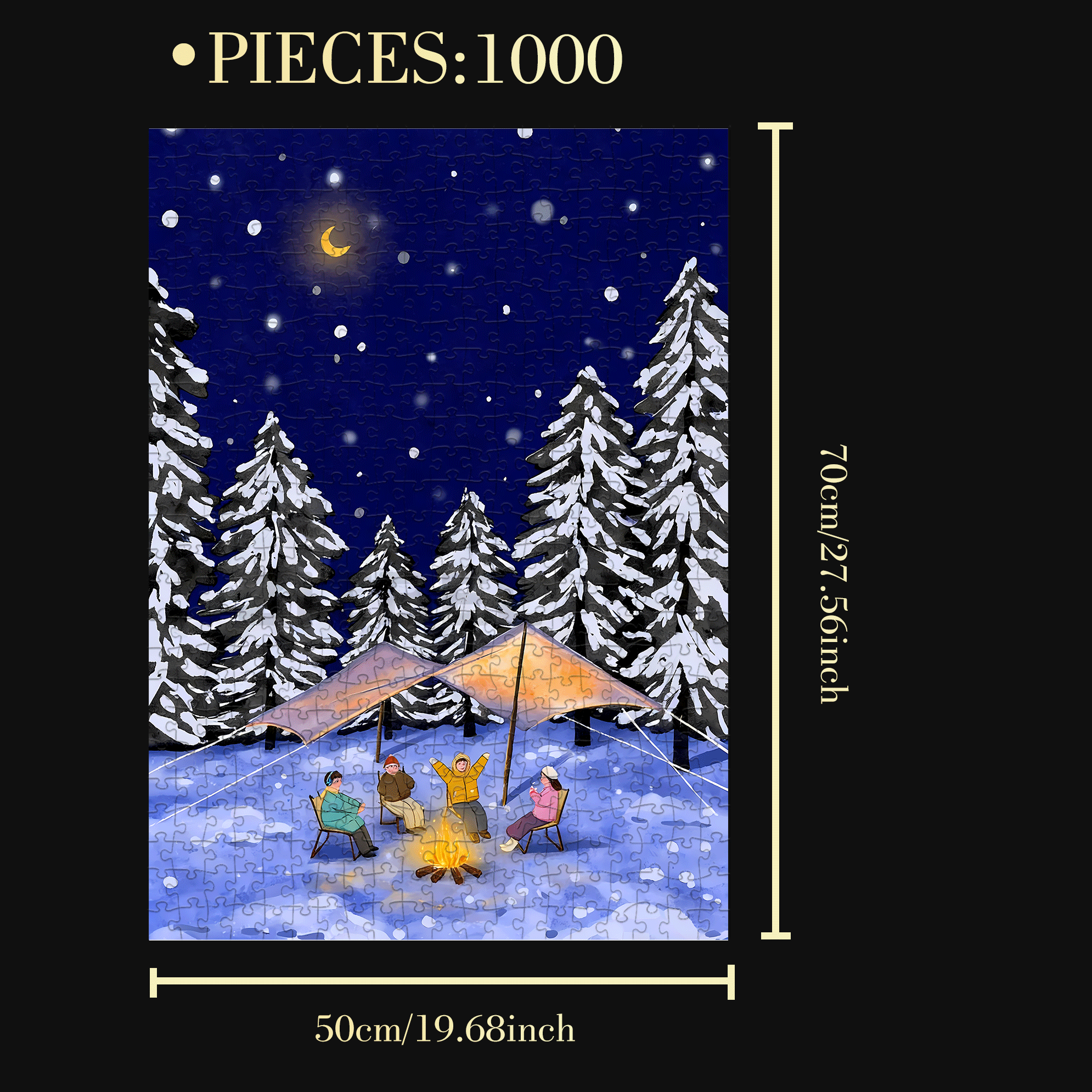 Snow Bonfire Party 500pcs/1000pcs Jigsaw Puzzle, Scratch-Resistant, Interactive Family Game & Brain-Boosting DIY Decor, Perfect for Halloween, Christmas & New Year Gifts, Family Puzzle Game