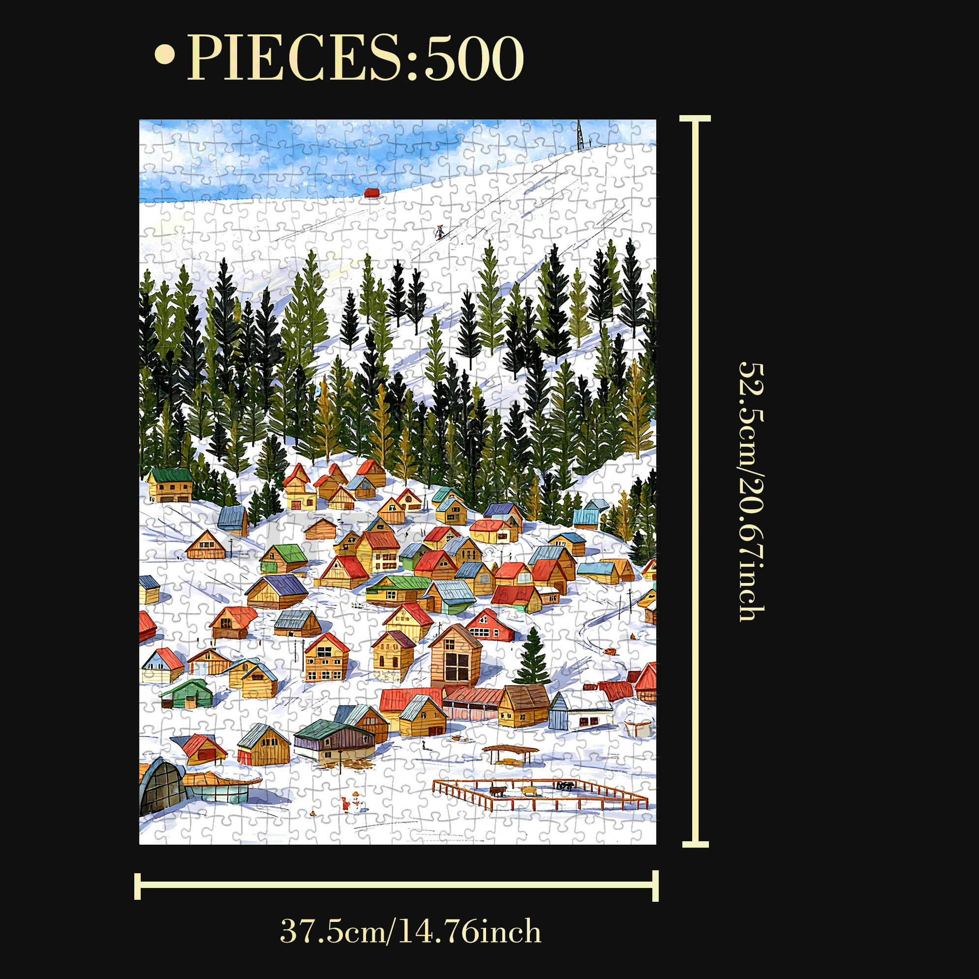 Snow Mountain 2 500pcs/1000pcs Jigsaw Puzzle, Scratch-Resistant, Interactive Family Game & Brain-Boosting DIY Decor, Perfect for Halloween, Christmas & New Year Gifts, Family Puzzle Game