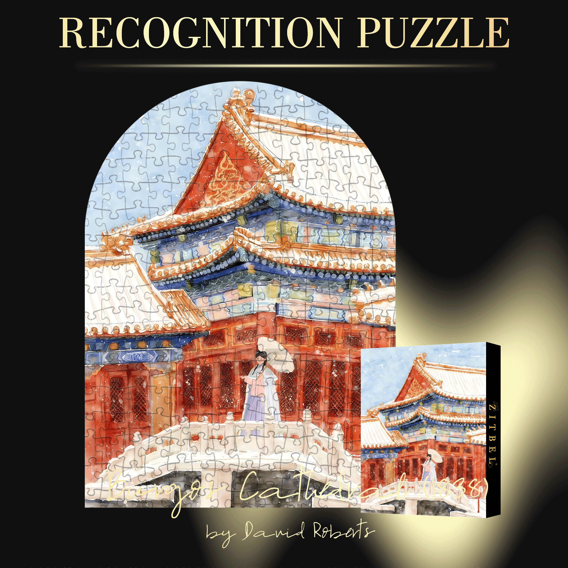 Snow Scenery In The Palace 500pcs/1000pcs Jigsaw Puzzle, Scratch-Resistant, Interactive Family Game & Brain-Boosting DIY Decor, Perfect for Halloween, Christmas & New Year Gifts, Family Puzzle Game