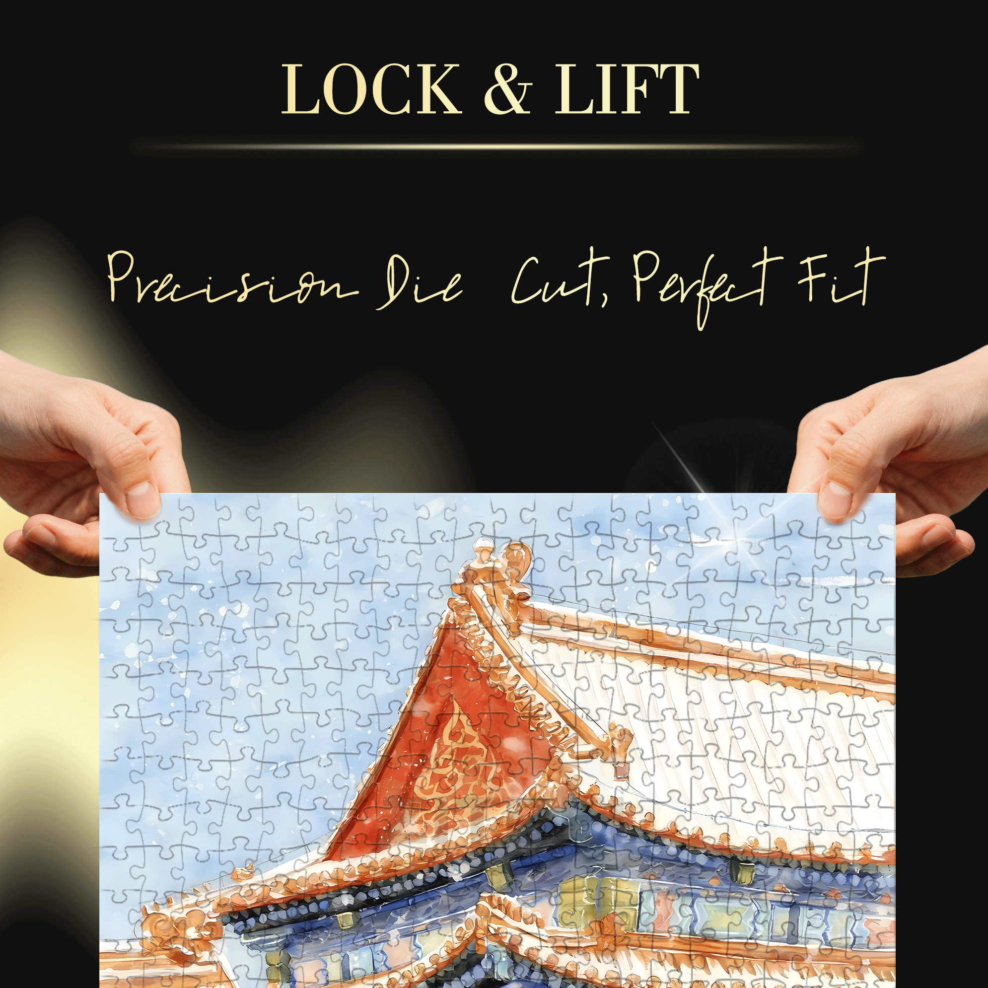 Snow Scenery In The Palace 500pcs/1000pcs Jigsaw Puzzle, Scratch-Resistant, Interactive Family Game & Brain-Boosting DIY Decor, Perfect for Halloween, Christmas & New Year Gifts, Family Puzzle Game