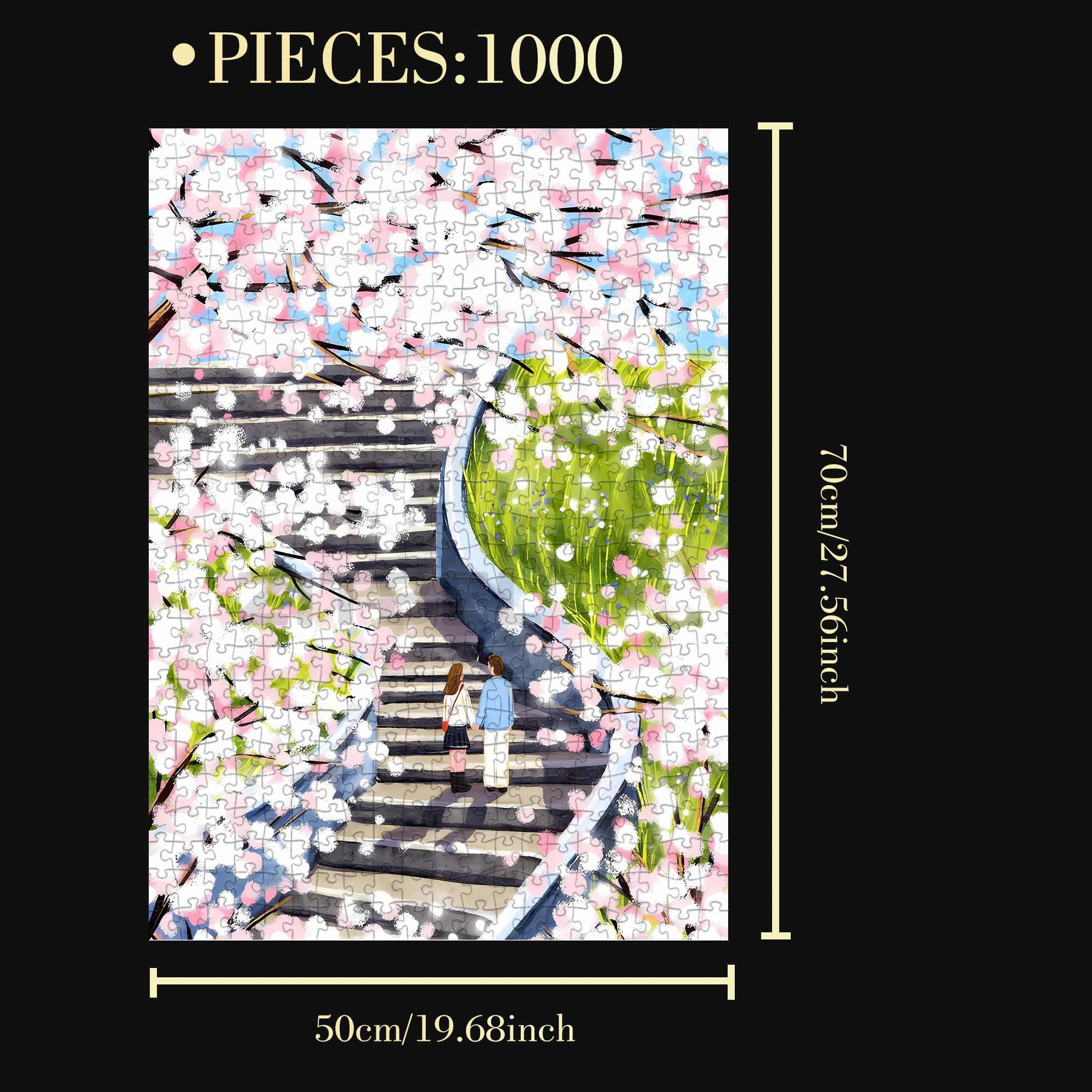 Spring Date 500pcs/1000pcs Jigsaw Puzzle, Scratch-Resistant, Interactive Family Game & Brain-Boosting DIY Decor, Perfect for Halloween, Christmas & New Year Gifts, Family Puzzle Game