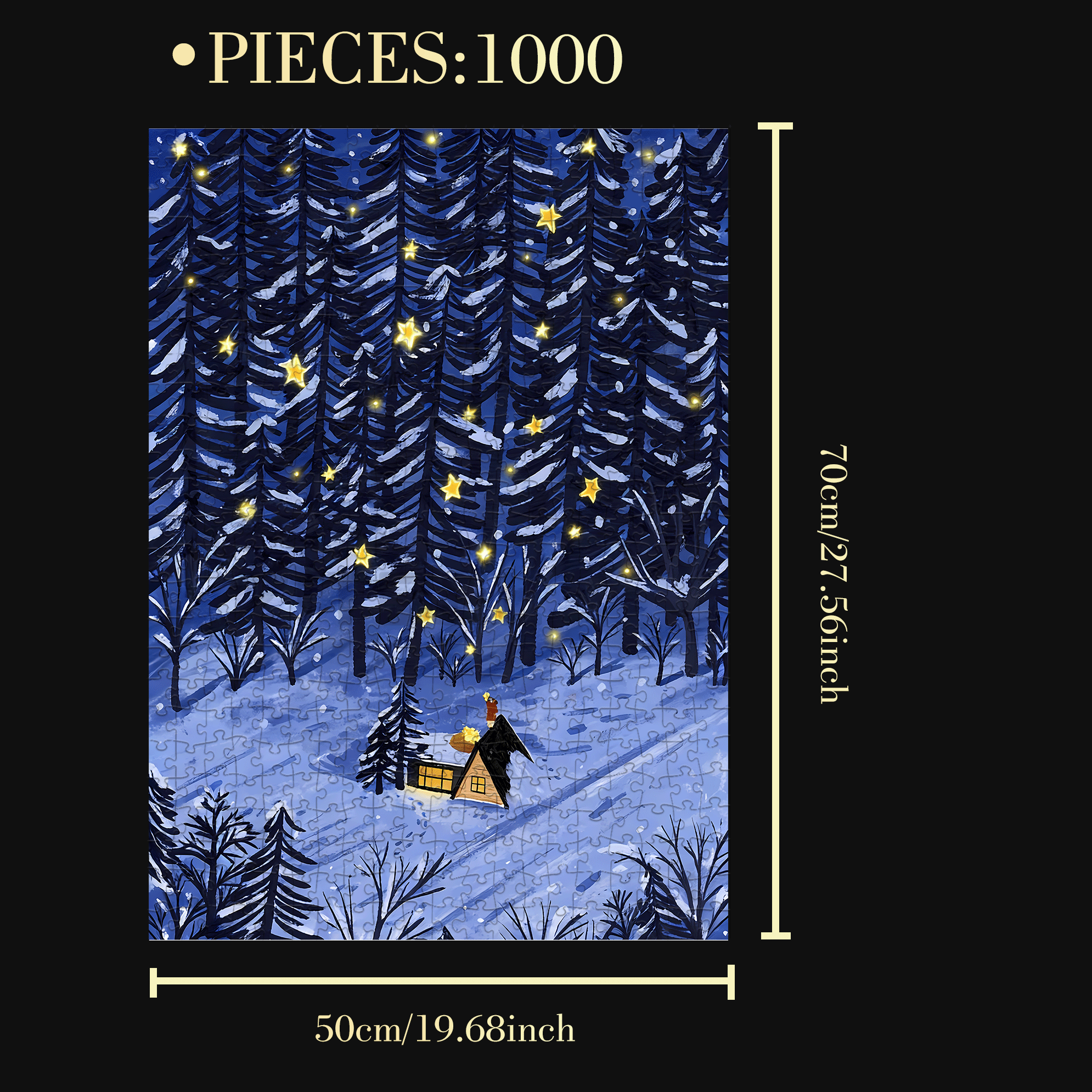 Starry Starry Night  500pcs/1000pcs Jigsaw Puzzle, Scratch-Resistant, Interactive Family Game & Brain-Boosting DIY Decor, Perfect for Halloween, Christmas & New Year Gifts, Family Puzzle Game