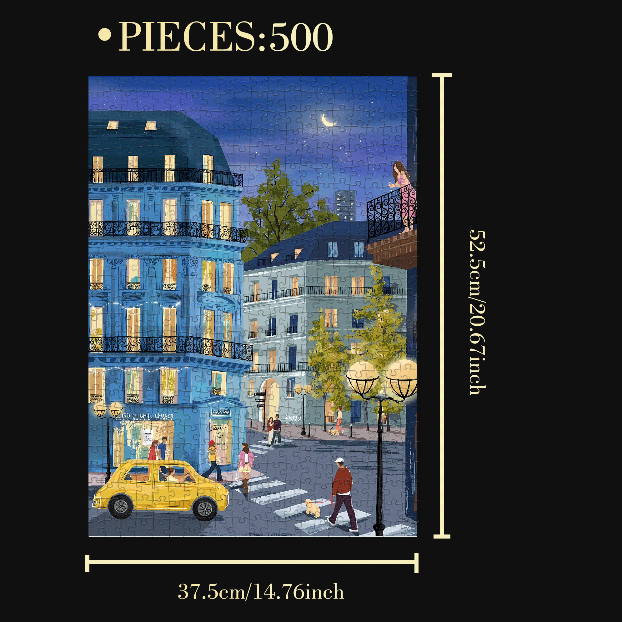Sunday Night On the Street 500pcs/1000pcs Jigsaw Puzzle, Scratch-Resistant, Interactive Family Game & Brain-Boosting DIY Decor, Perfect for Halloween, Christmas & New Year Gifts, Family Puzzle Game