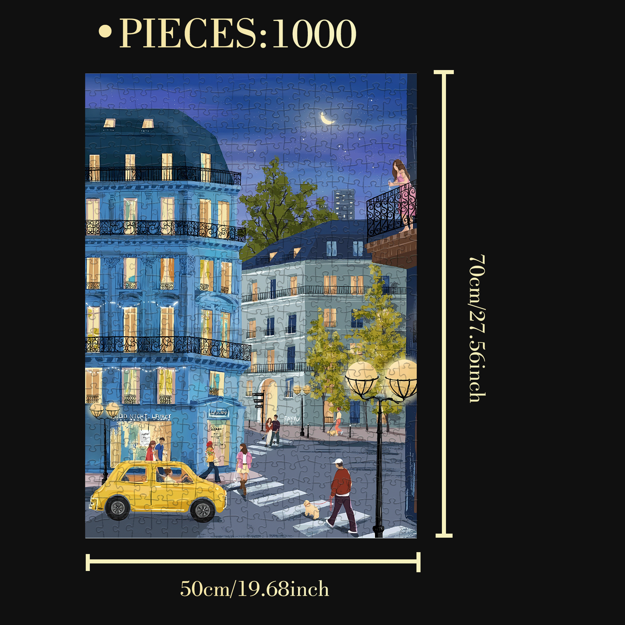 Sunday Night On the Street 500pcs/1000pcs Jigsaw Puzzle, Scratch-Resistant, Interactive Family Game & Brain-Boosting DIY Decor, Perfect for Halloween, Christmas & New Year Gifts, Family Puzzle Game