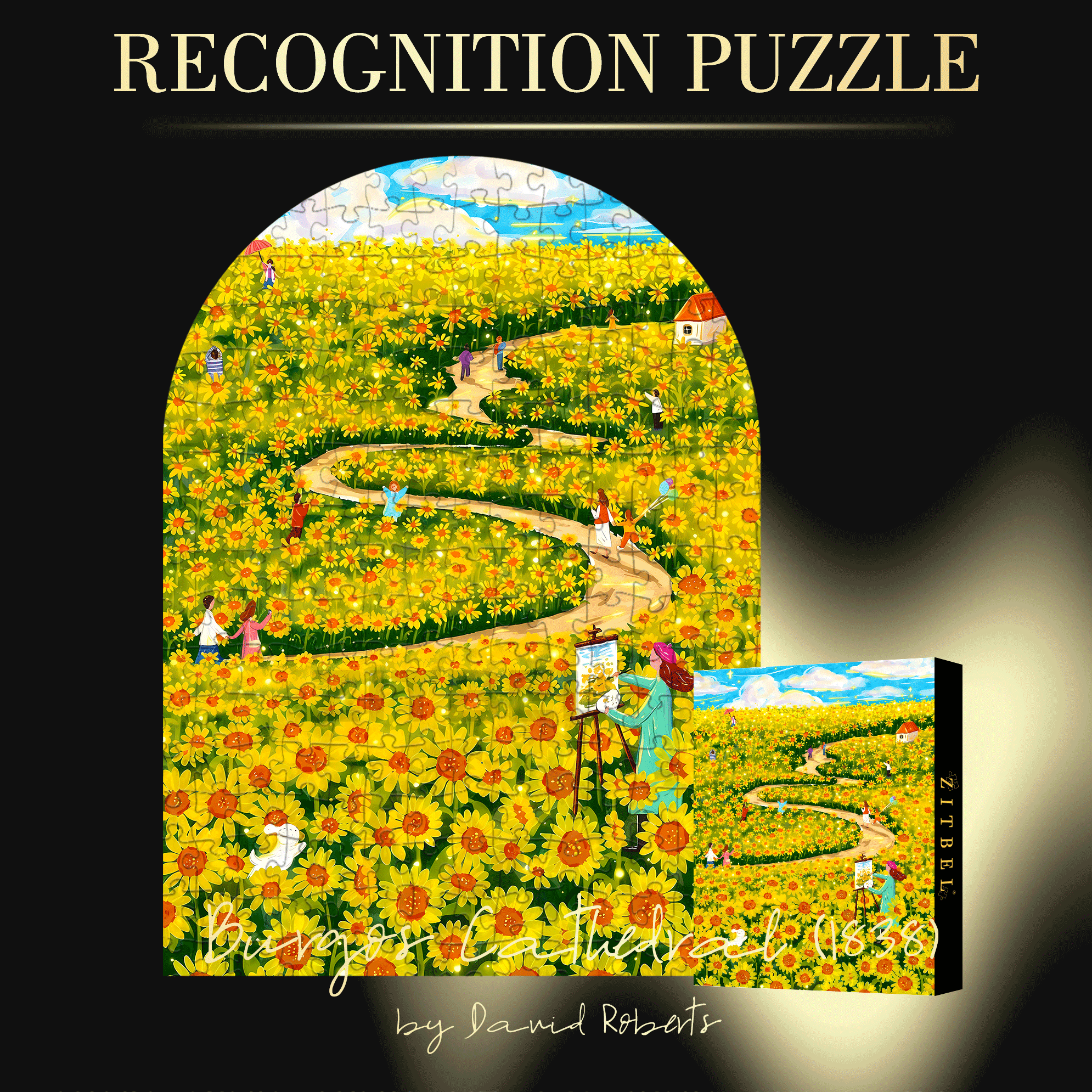 Sunflower Sea 500pcs/1000pcs Jigsaw Puzzle, Scratch-Resistant, Interactive Family Game & Brain-Boosting DIY Decor, Perfect for Halloween, Christmas & New Year Gifts, Family Puzzle Game