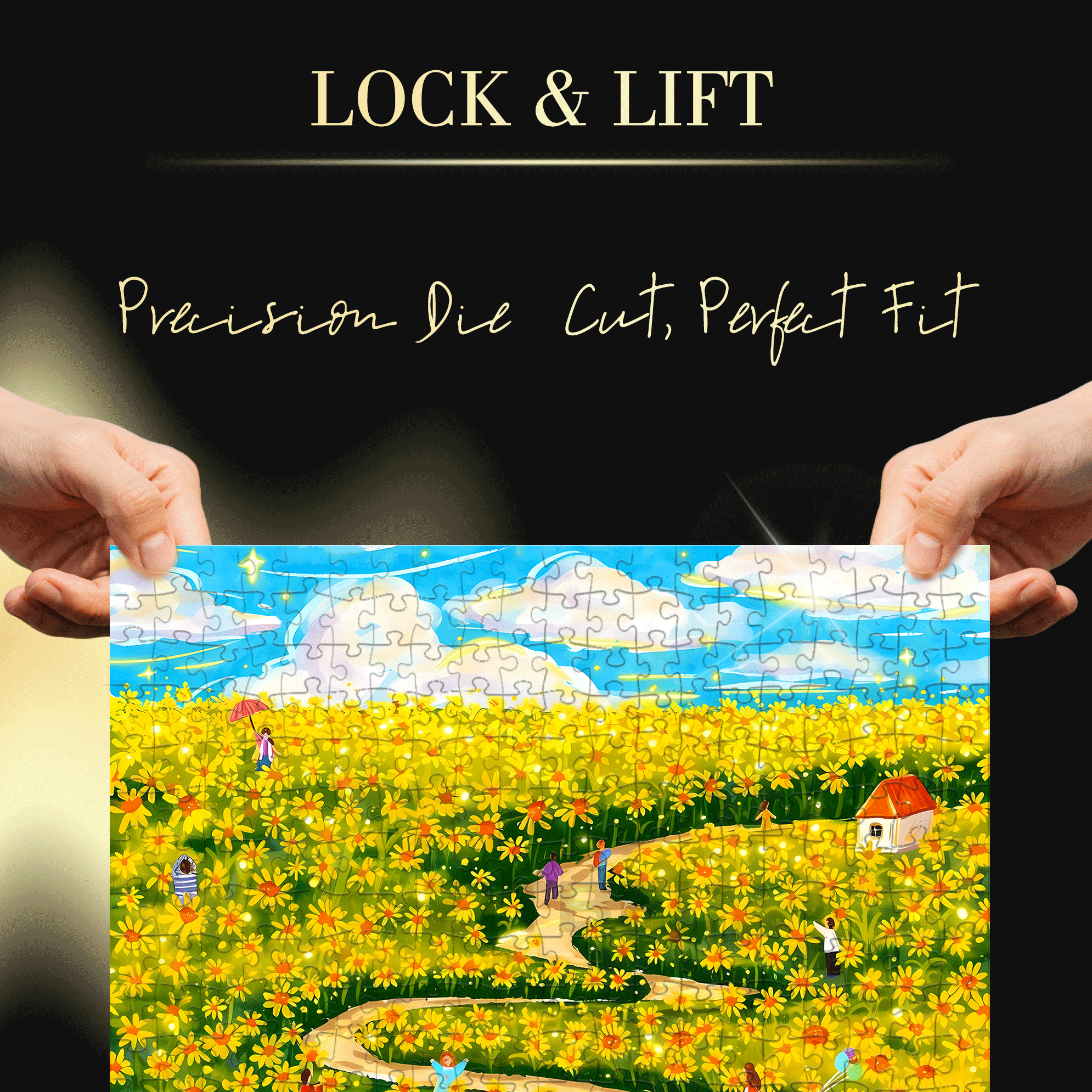 Sunflower Sea 500pcs/1000pcs Jigsaw Puzzle, Scratch-Resistant, Interactive Family Game & Brain-Boosting DIY Decor, Perfect for Halloween, Christmas & New Year Gifts, Family Puzzle Game