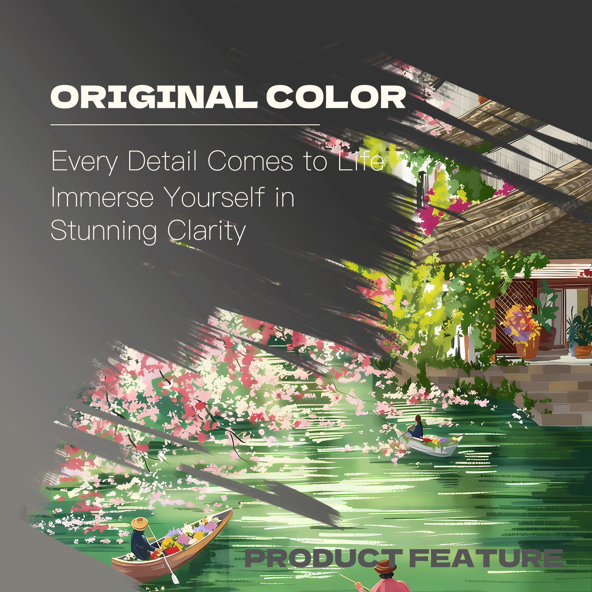 A Boat Adorned With Flowers Sailing On The Stream 500pcs/1000pcs Jigsaw Puzzle, Scratch-Resistant, Interactive Family Game & Brain-Boosting DIY Decor, Perfect for Halloween, Christmas & New Year Gifts, Family Puzzle Game