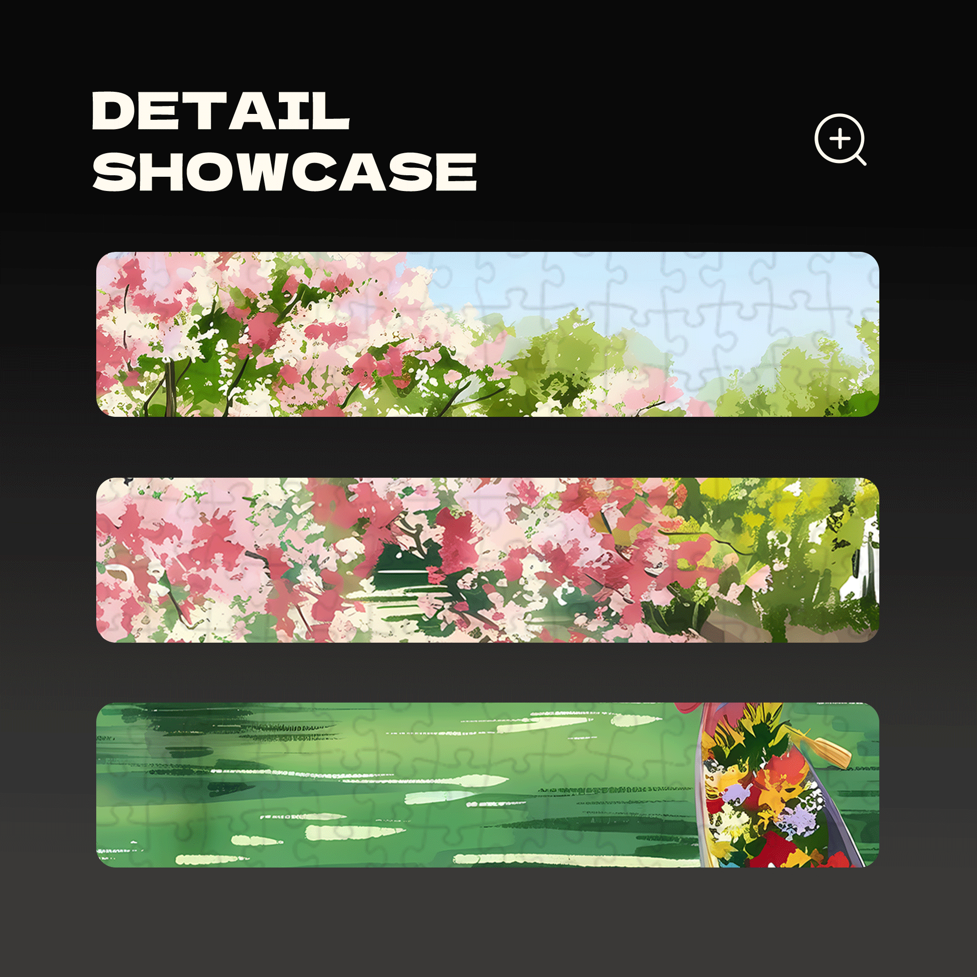 A Boat Adorned With Flowers Sailing On The Stream 500pcs/1000pcs Jigsaw Puzzle, Scratch-Resistant, Interactive Family Game & Brain-Boosting DIY Decor, Perfect for Halloween, Christmas & New Year Gifts, Family Puzzle Game