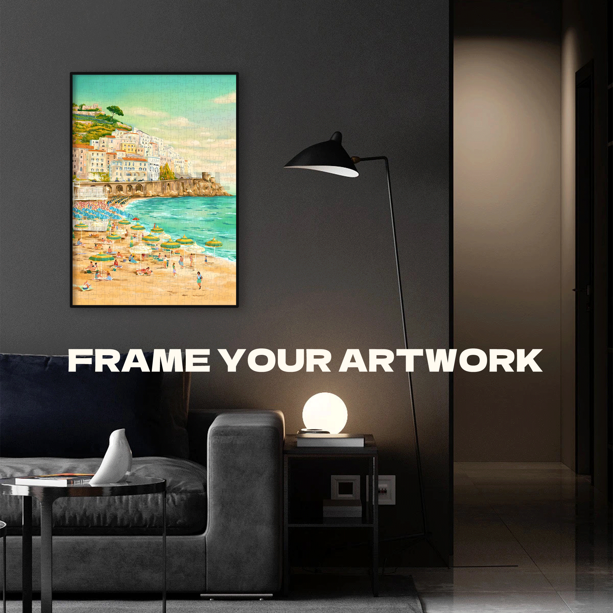 A Brief Chat By The Seaside 2 500pcs/1000pcs Jigsaw Puzzle, Scratch-Resistant, Interactive Family Game & Brain-Boosting DIY Decor, Perfect for Halloween, Christmas & New Year Gifts, Family Puzzle Game