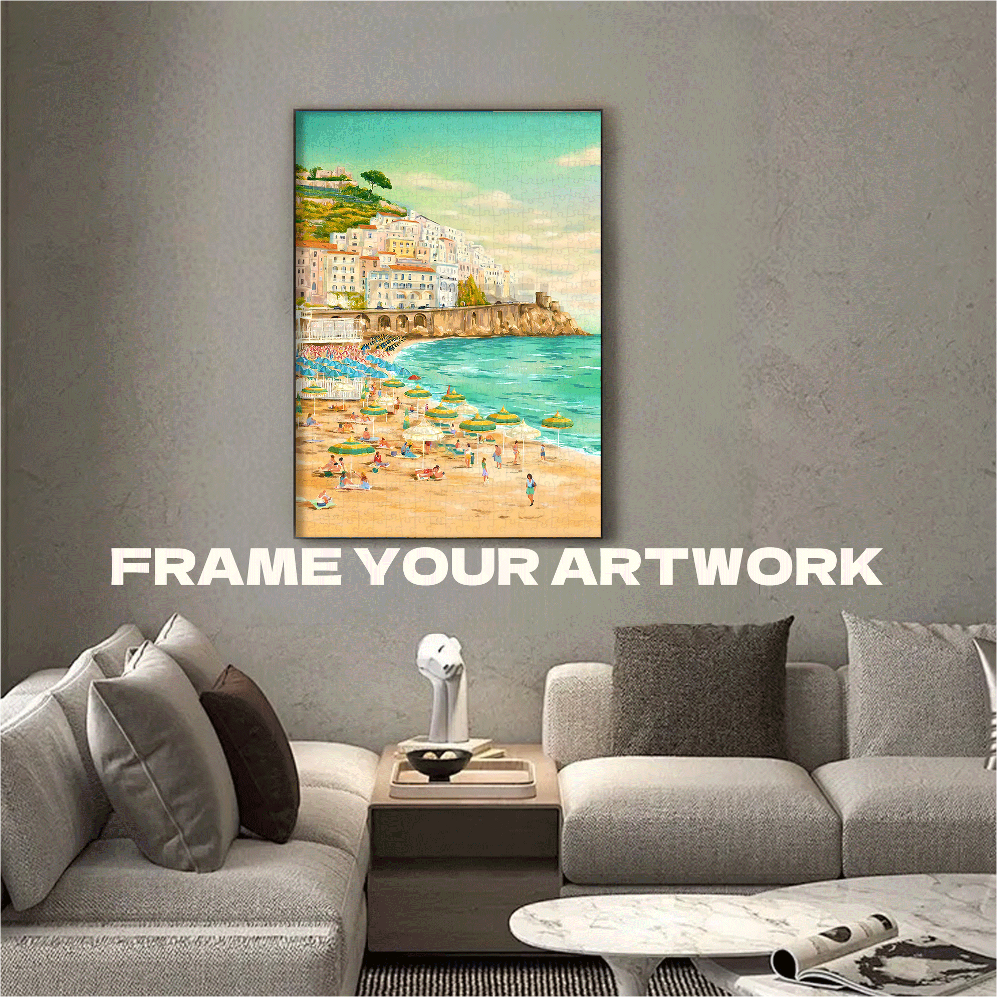 A Brief Chat By The Seaside 2 500pcs/1000pcs Jigsaw Puzzle, Scratch-Resistant, Interactive Family Game & Brain-Boosting DIY Decor, Perfect for Halloween, Christmas & New Year Gifts, Family Puzzle Game