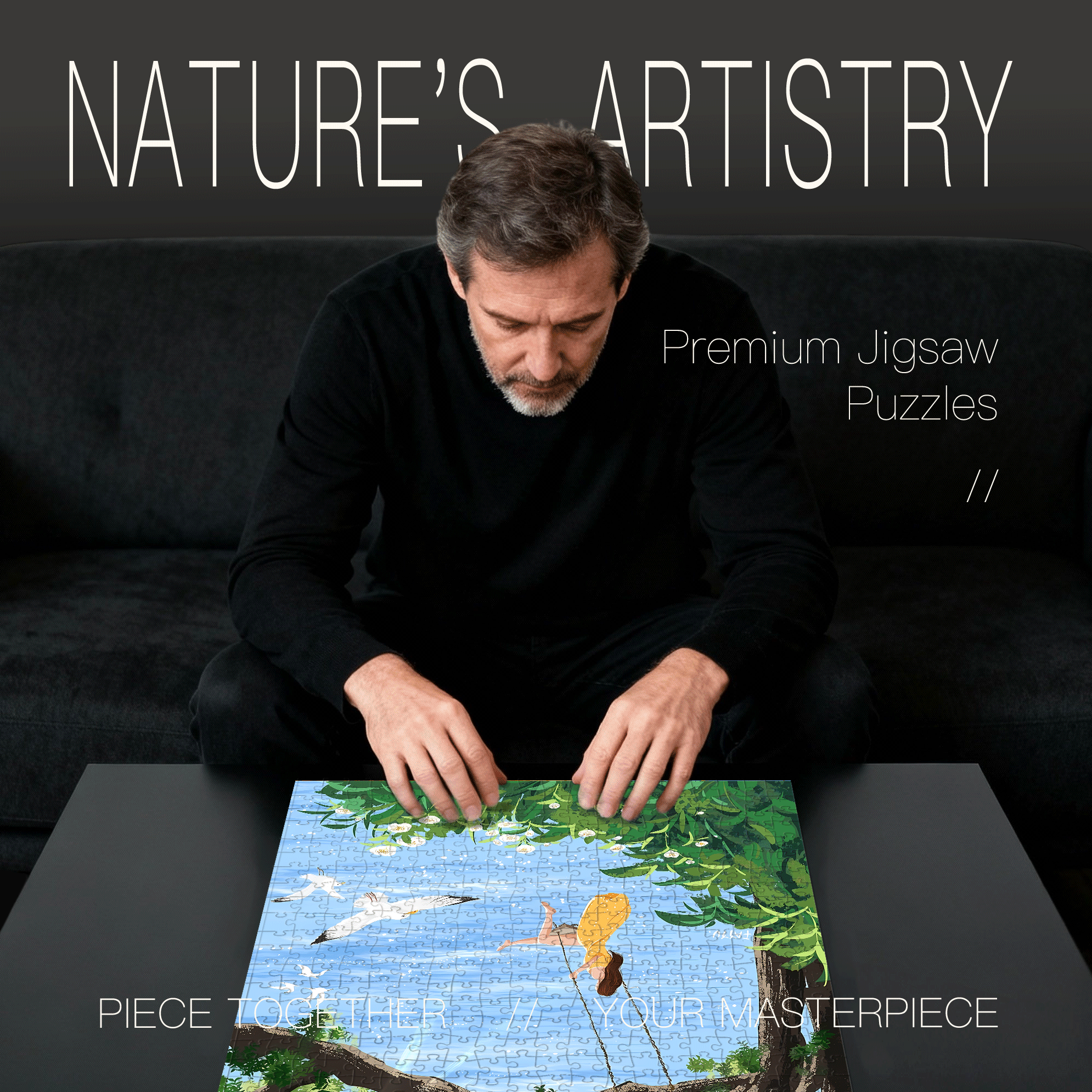 A Brief Chat By The Seaside 500pcs/1000pcs Jigsaw Puzzle, Scratch-Resistant, Interactive Family Game & Brain-Boosting DIY Decor, Perfect for Halloween, Christmas & New Year Gifts, Family Puzzle Game