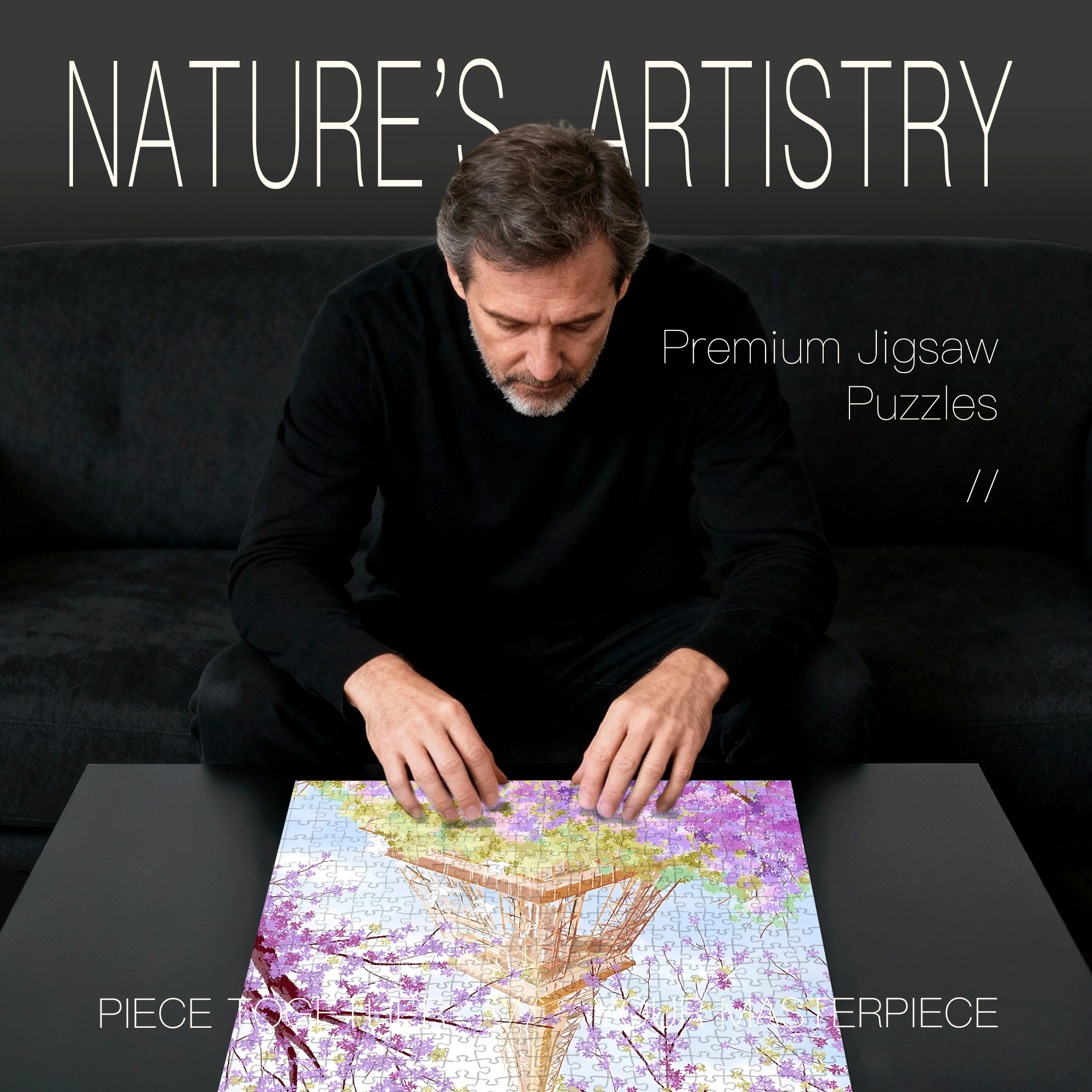 A Romantic Purple Atmosphere 500pcs/1000pcs Jigsaw Puzzle, Scratch-Resistant, Interactive Family Game & Brain-Boosting DIY Decor, Perfect for Halloween, Christmas & New Year Gifts, Family Puzzle Game