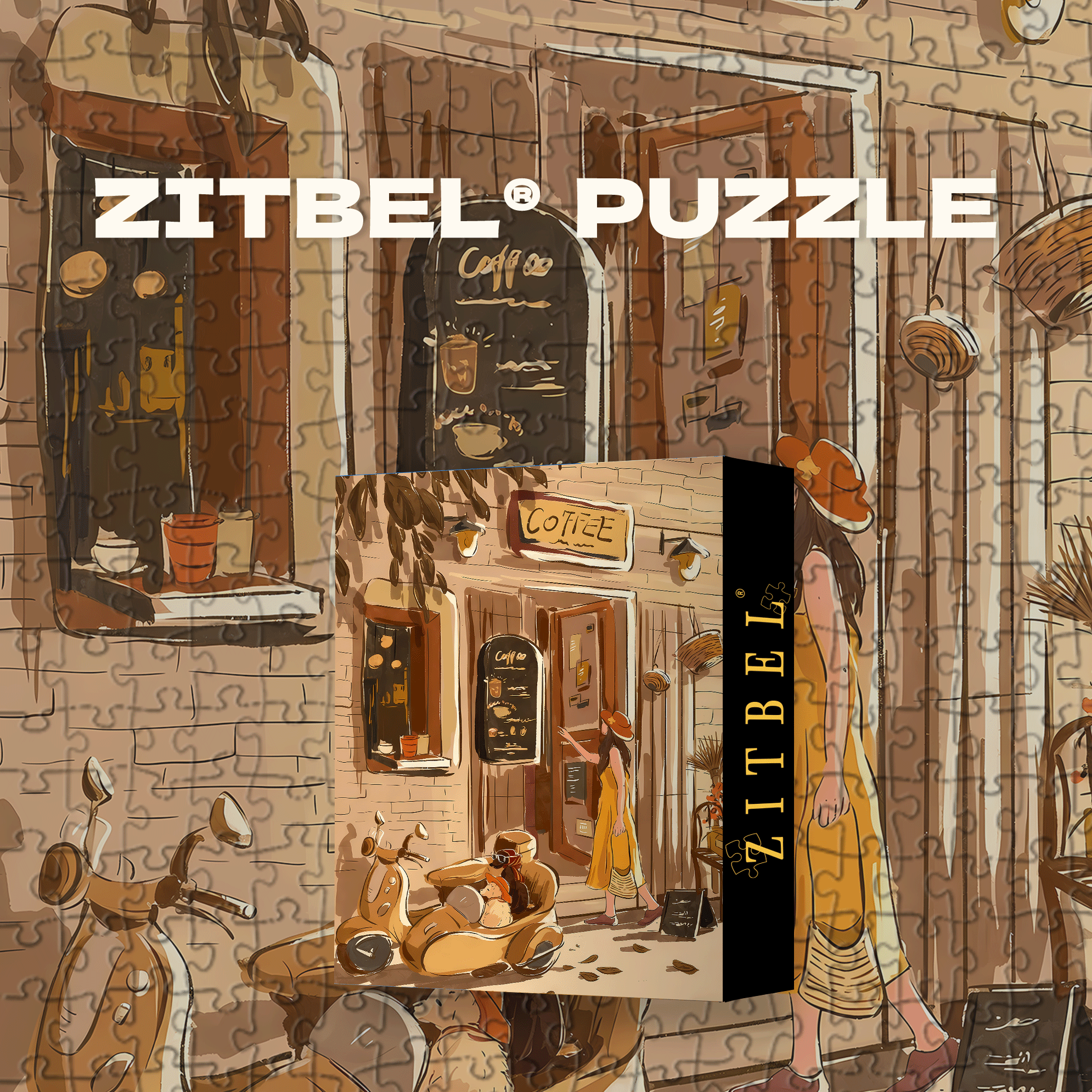 A Small Coffee Shop Bathed In Warm Light 500pcs/1000pcs Jigsaw Puzzle, Scratch-Resistant, Interactive Family Game & Brain-Boosting DIY Decor, Perfect for Halloween, Christmas & New Year Gifts, Family Puzzle Game