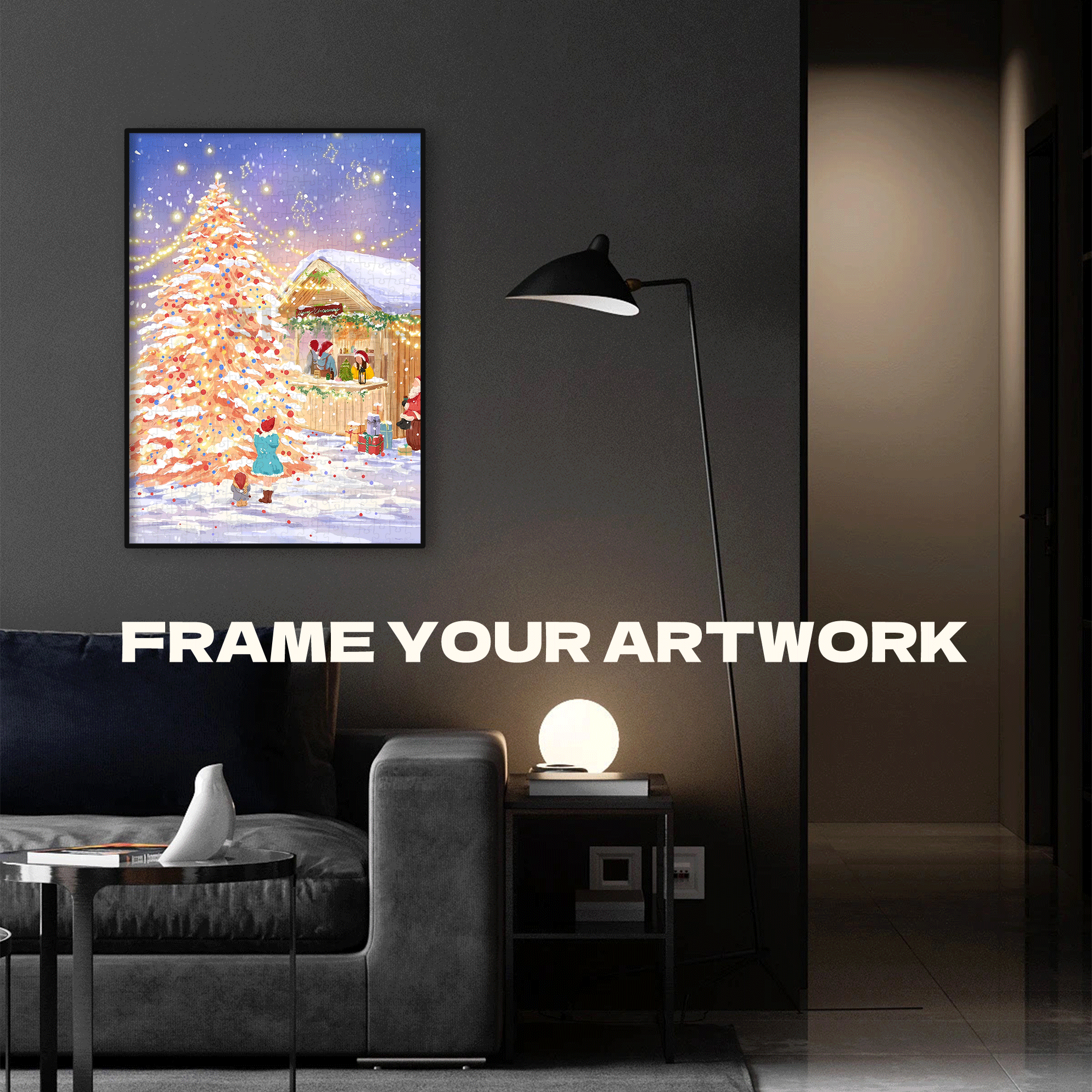 A Warm Light On A Snowy Night 500pcs/1000pcs Jigsaw Puzzle, Scratch-Resistant, Interactive Family Game & Brain-Boosting DIY Decor, Perfect for Halloween, Christmas & New Year Gifts, Family Puzzle Game