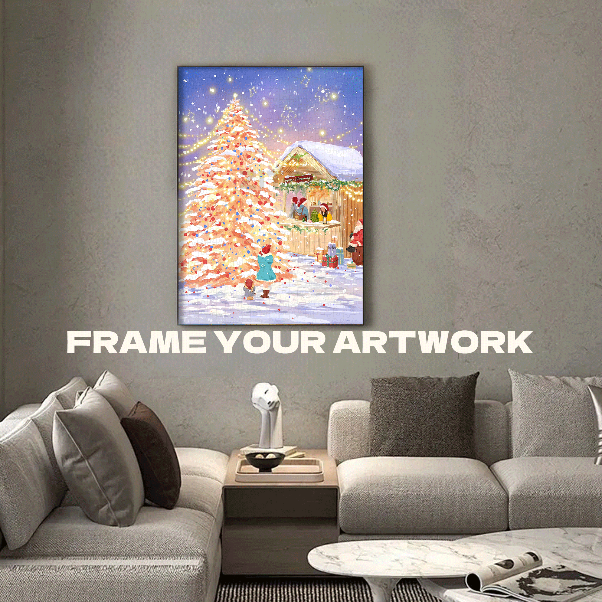 A Warm Light On A Snowy Night 500pcs/1000pcs Jigsaw Puzzle, Scratch-Resistant, Interactive Family Game & Brain-Boosting DIY Decor, Perfect for Halloween, Christmas & New Year Gifts, Family Puzzle Game