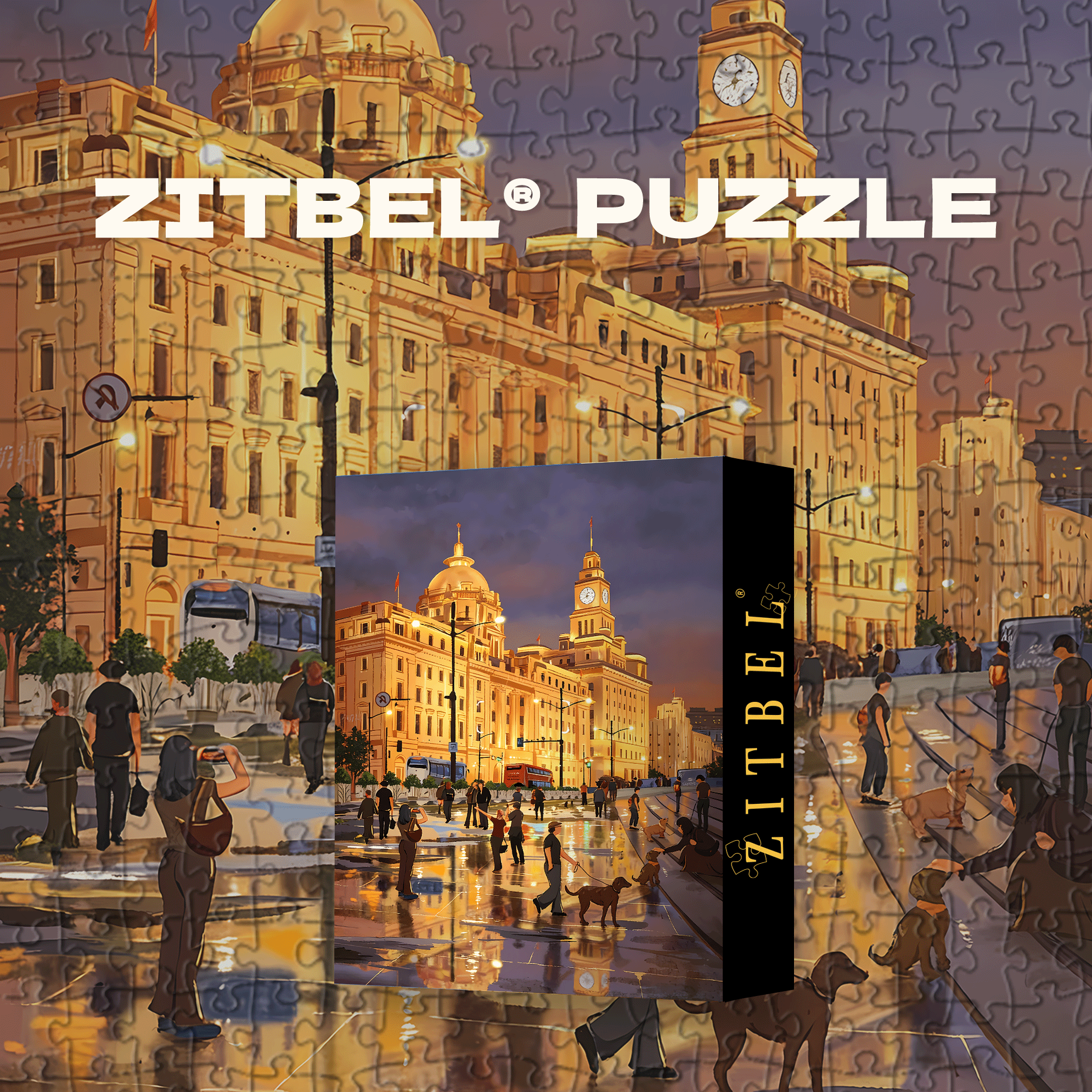 A Warm Night On The Bund 500pcs/1000pcs Jigsaw Puzzle, Scratch-Resistant, Interactive Family Game & Brain-Boosting DIY Decor, Perfect for Halloween, Christmas & New Year Gifts, Family Puzzle Game