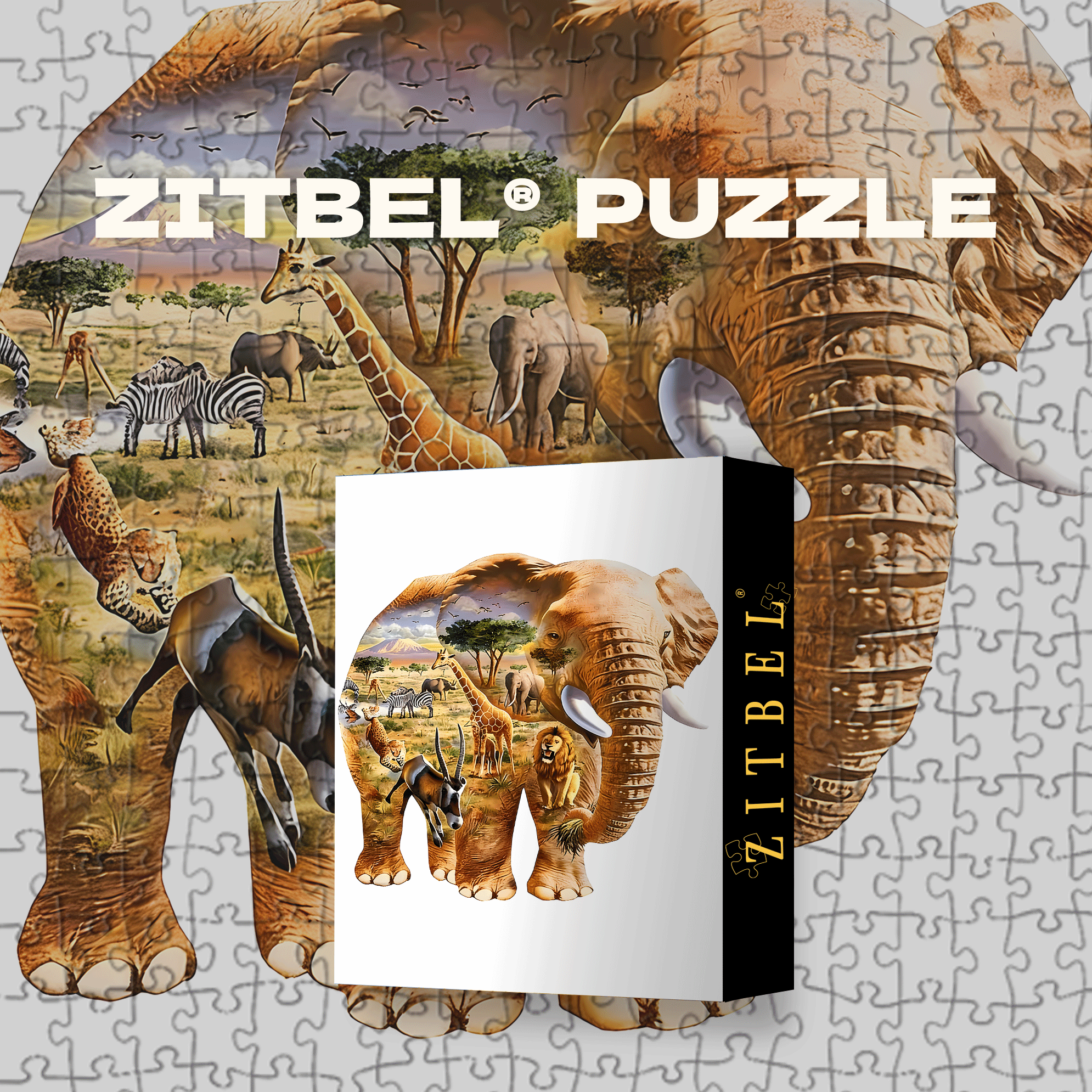 African Elephant Alien Animal 500pcs/1000pcs Jigsaw Puzzle, Scratch-Resistant, Interactive Family Game & Brain-Boosting DIY Decor, Perfect for Halloween, Christmas & New Year Gifts, Family Puzzle Game