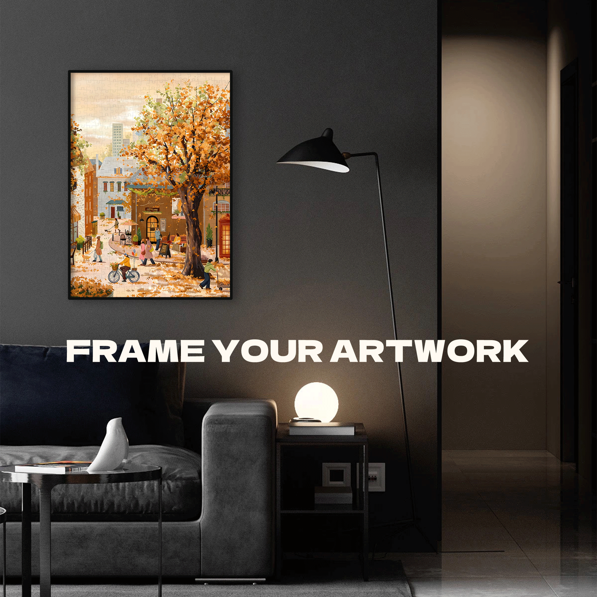 Autumn Streets And Alleys 500pcs/1000pcs Jigsaw Puzzle, Scratch-Resistant, Interactive Family Game & Brain-Boosting DIY Decor, Perfect for Halloween, Christmas & New Year Gifts, Family Puzzle Game
